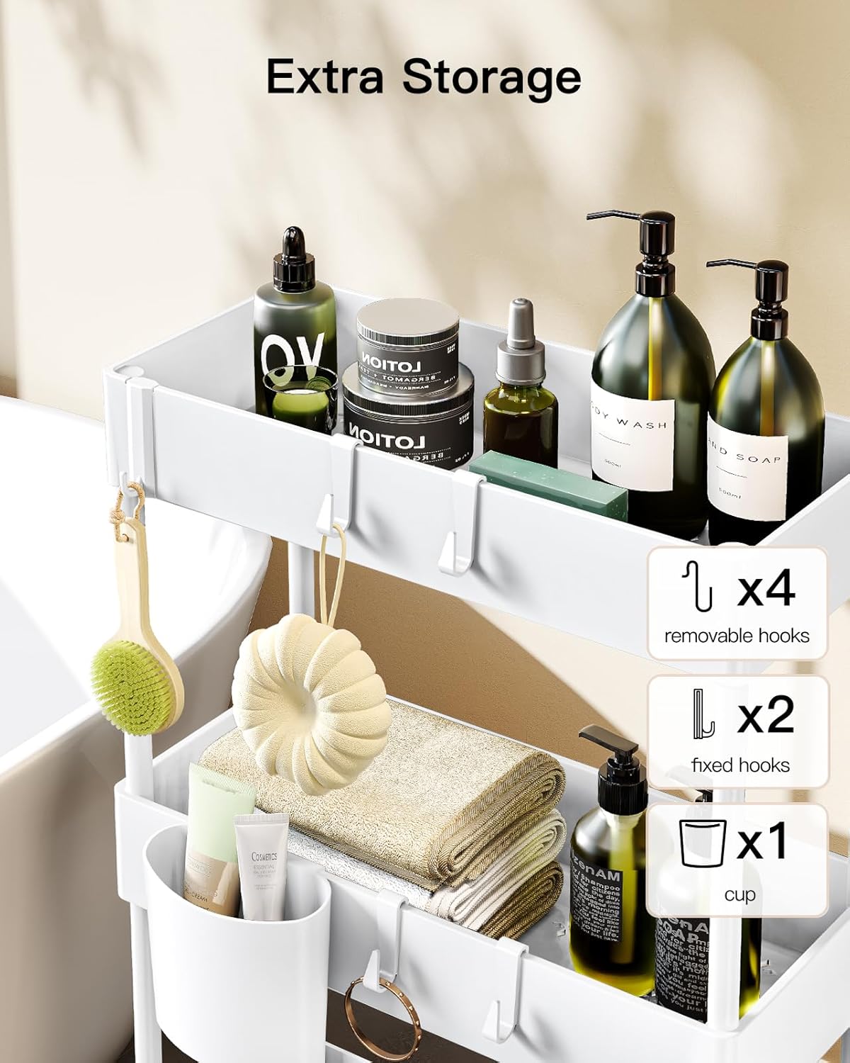 Pipishell Slim Storage Cart with Wheels, Bathroom Cart Organizer Bathroom Storage Small, Rolling
