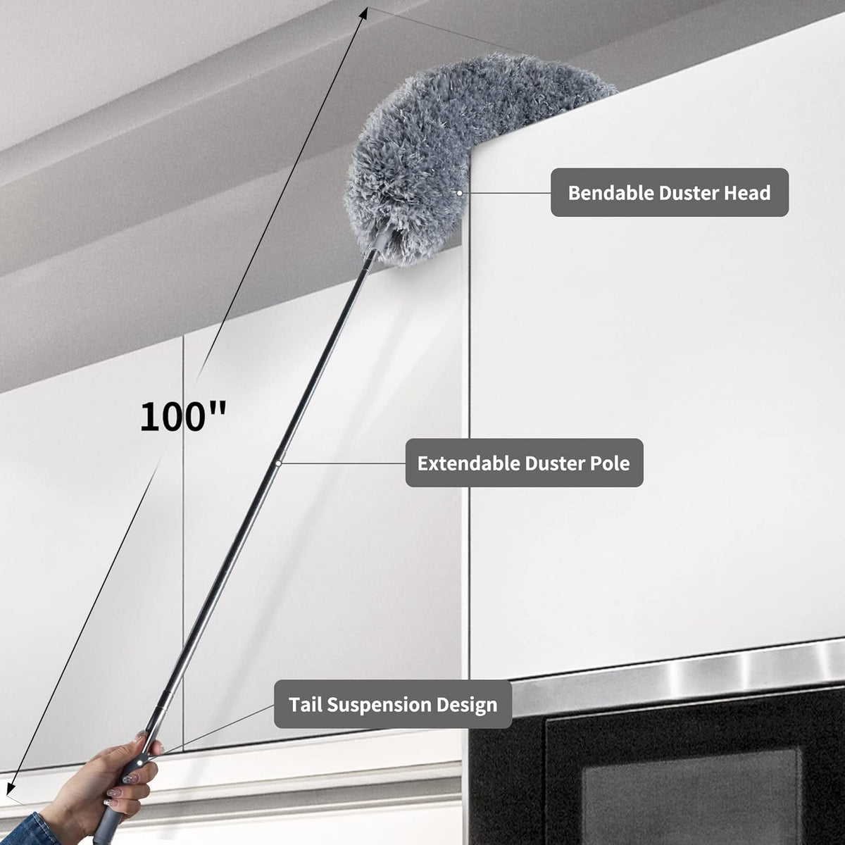 BOOMJOY Microfiber Feather Duster 7PCS, Bendable Dusters with 100 inches Extension Pole for