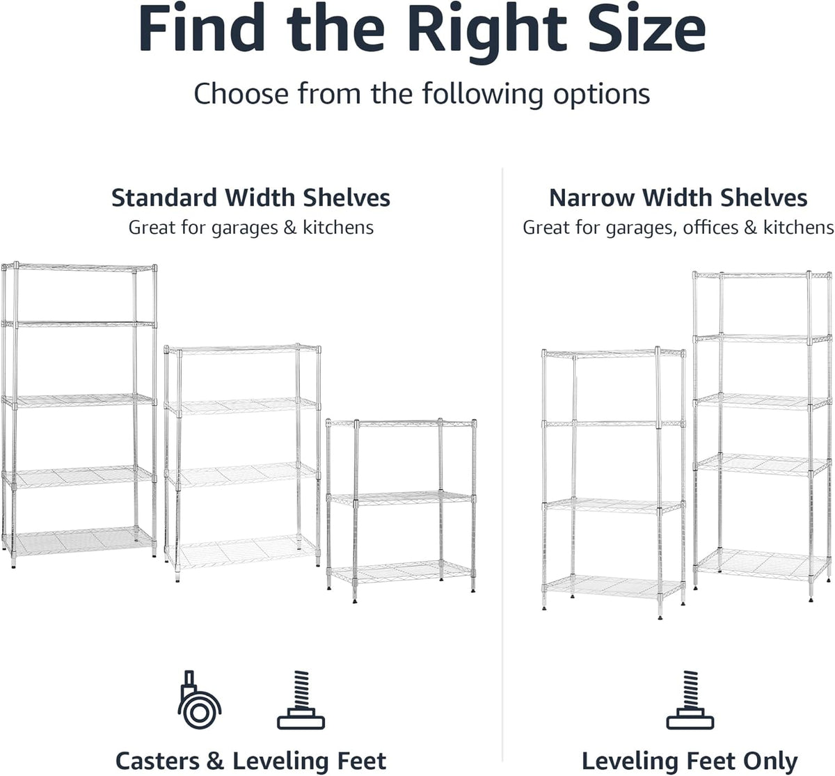 Amazon Basics 4-Shelf Adjustable Heavy Duty Steel Wire Rack Storage Shelving Organizer for Kitchen