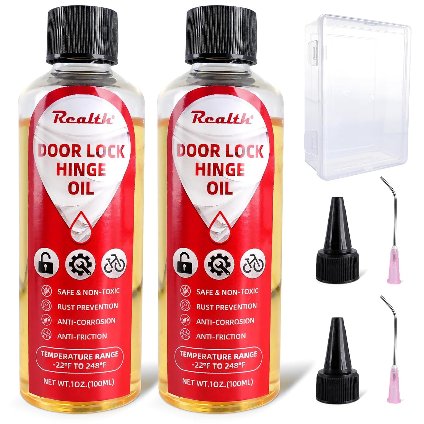 Realth Squeaky Door Hinges Lubricant -Garage Door Lube for Metal Parts, Locks, Chains, Keyholes