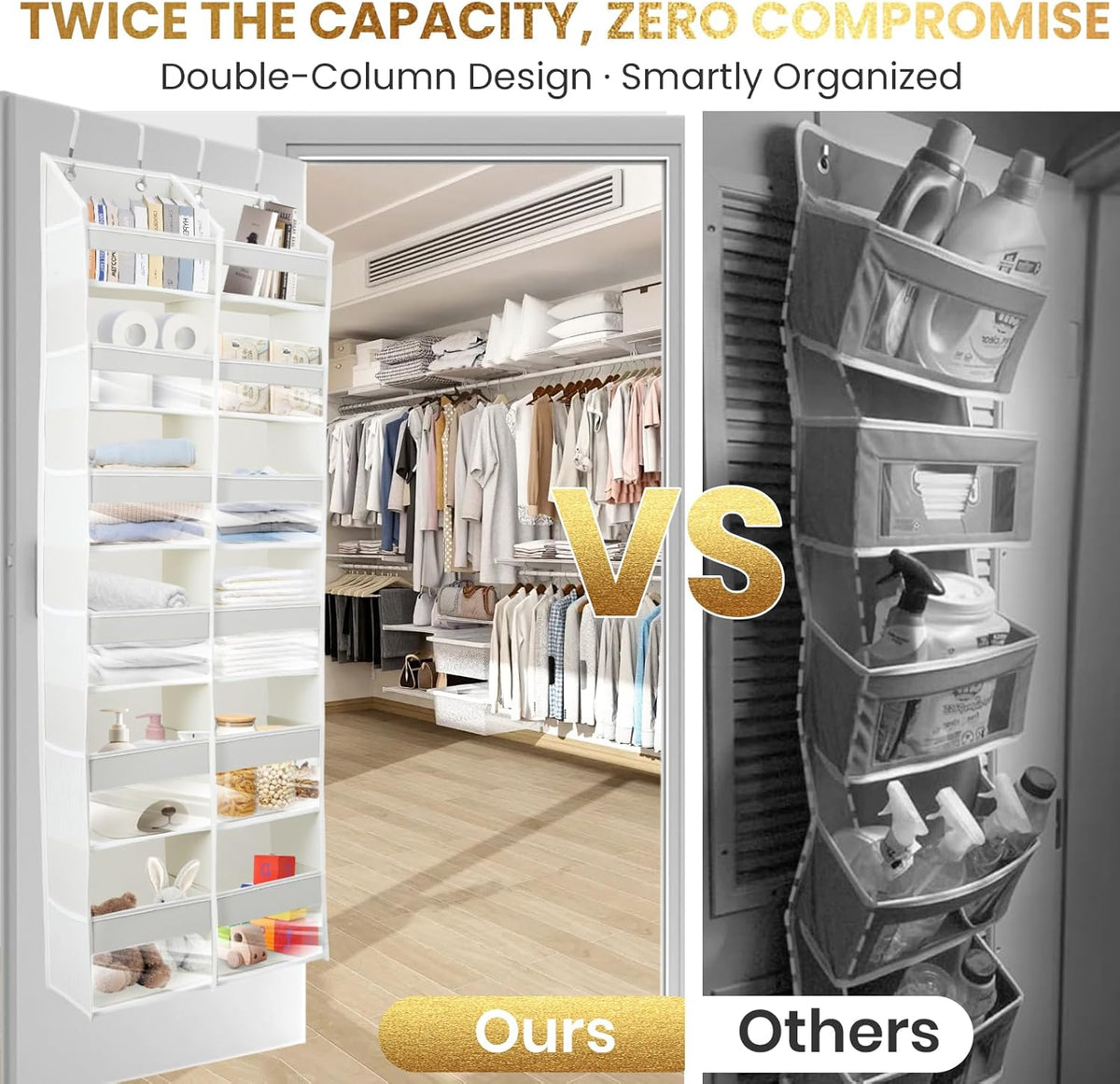 HOMELUX THEORY Heavy Duty Over the Door Organizer - Extra Wide Closet Organizers And Storage