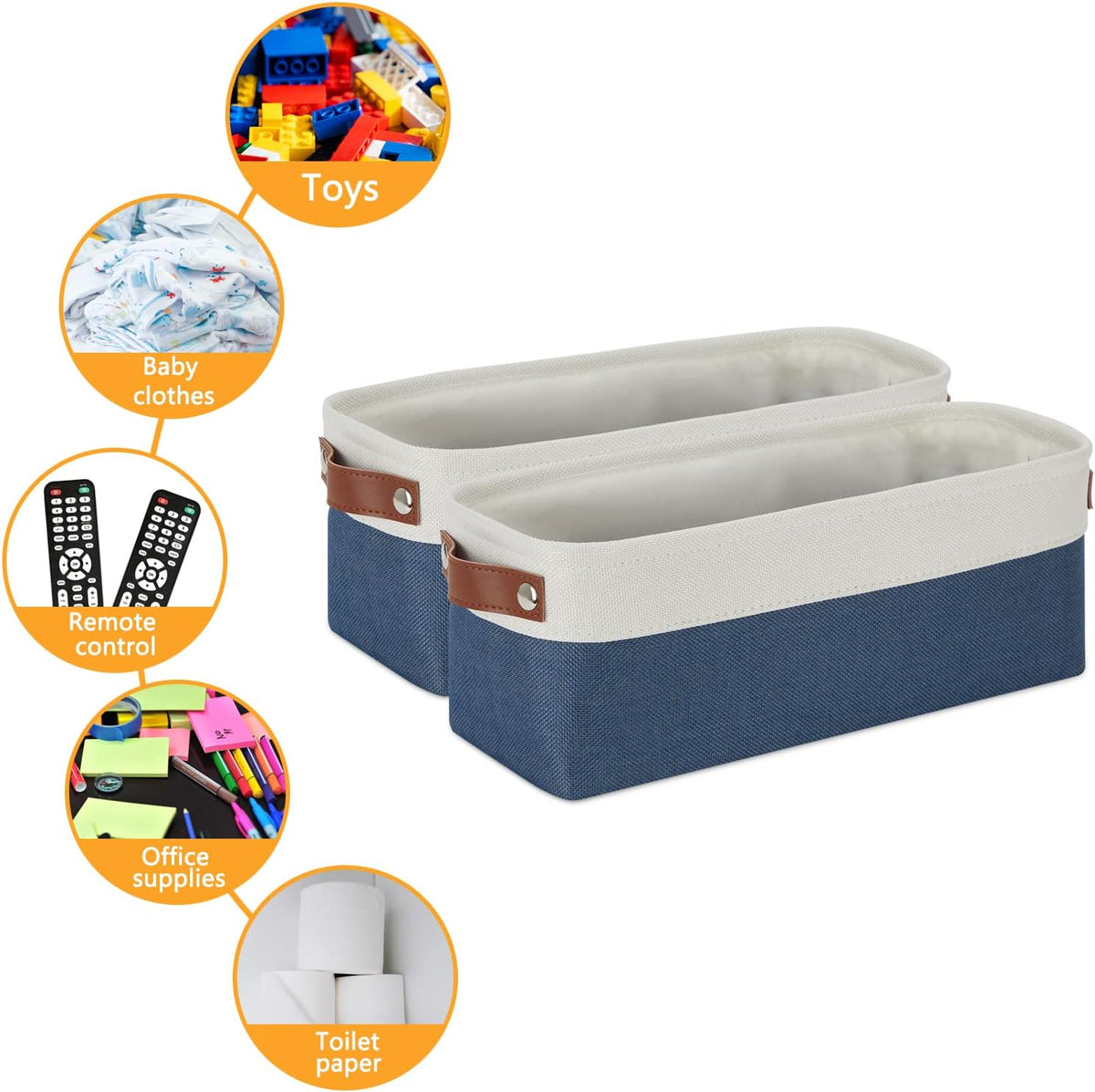 DULLEMELO Toilet Paper Baskets for Storage 15"x6"x5.5" Small Rectangular Baskets for Towels [2