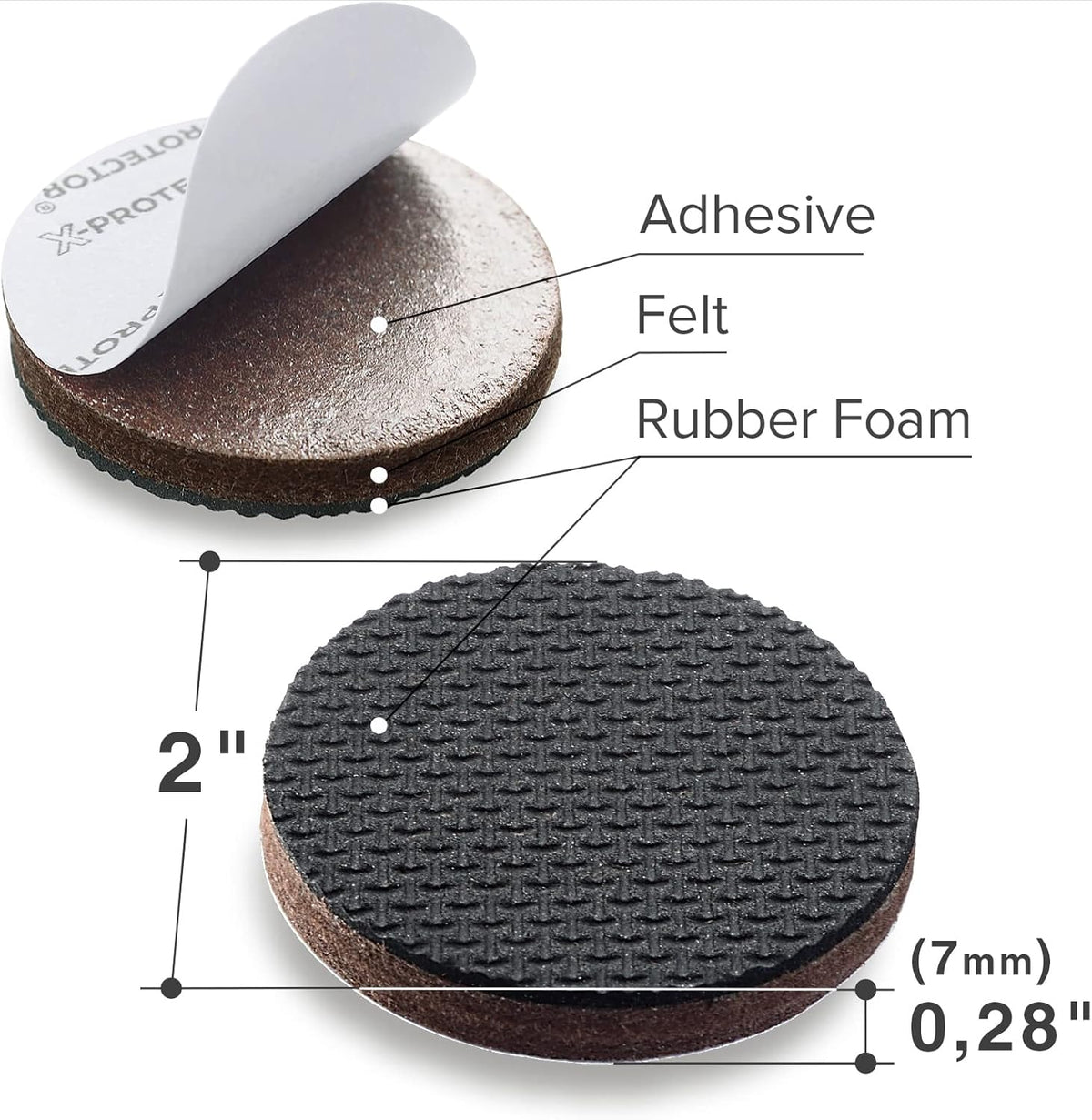 X-PROTECTOR Non Slip Furniture Pads - 8 pcs Premium Furniture Grippers 2"! Self-Adhesive Rubber