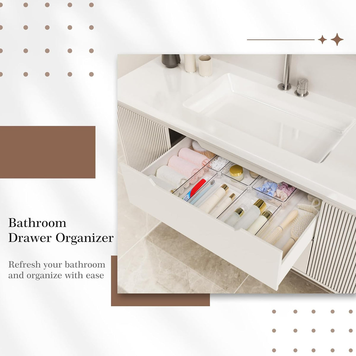 Criusia 11 PCS Clear Plastic Drawer Organizer Set - 5 Large Size Versatile Kitchen and Bathroom