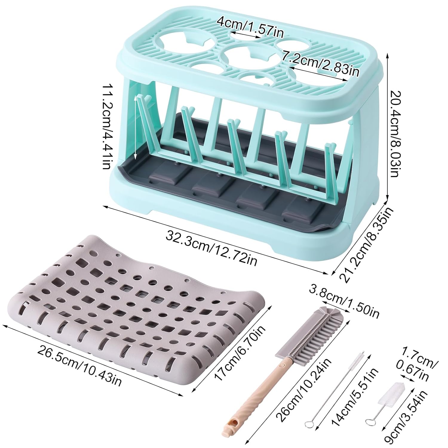 Baby Bottle Drying Rack:Space Saving Standing Drying Rack for Baby Bottles and Pump Part