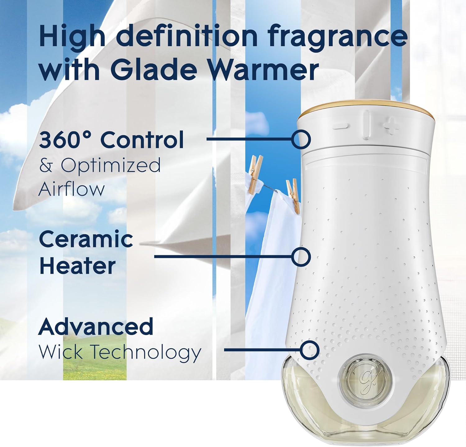 Glade PlugIns Refills Air Freshener, Scented and Essential Oils for Home and Bathroom, Clean Linen