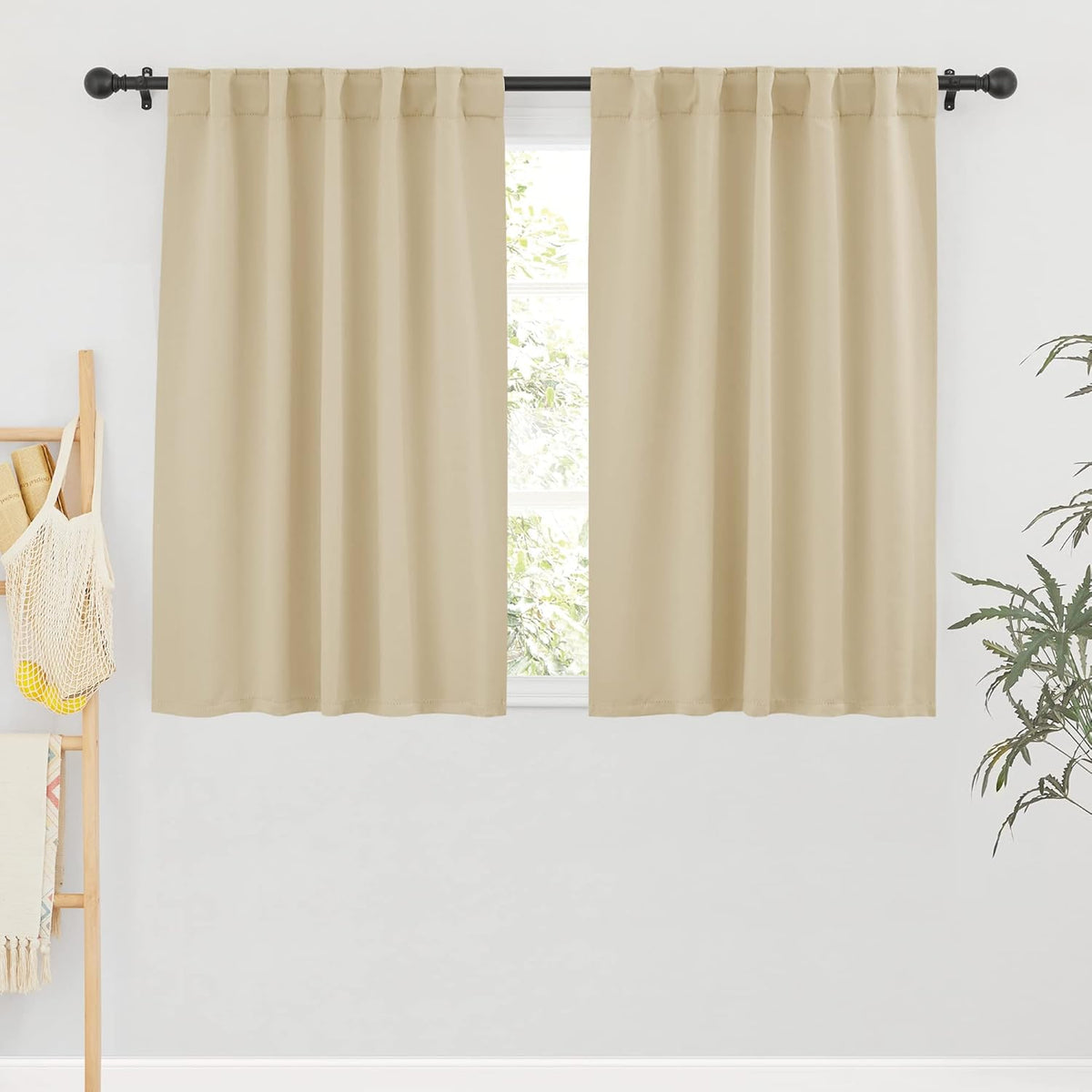 RYB HOME Room Darkening Curtains - Back Loops Solid Sunlight Block Window Decor for Nursery Bedroom