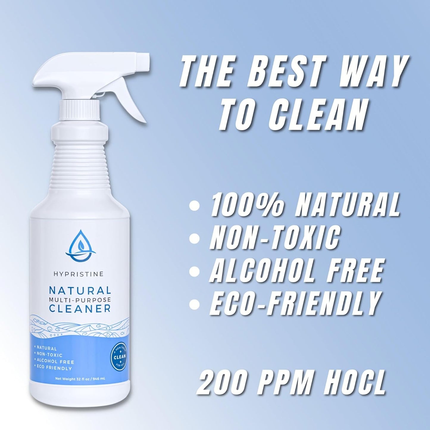 PURE Hypochlorous Acid Spray, Multi-Purpose Cleaner, Superior Shelf Life, 0% Bleach, 0% Alcohol