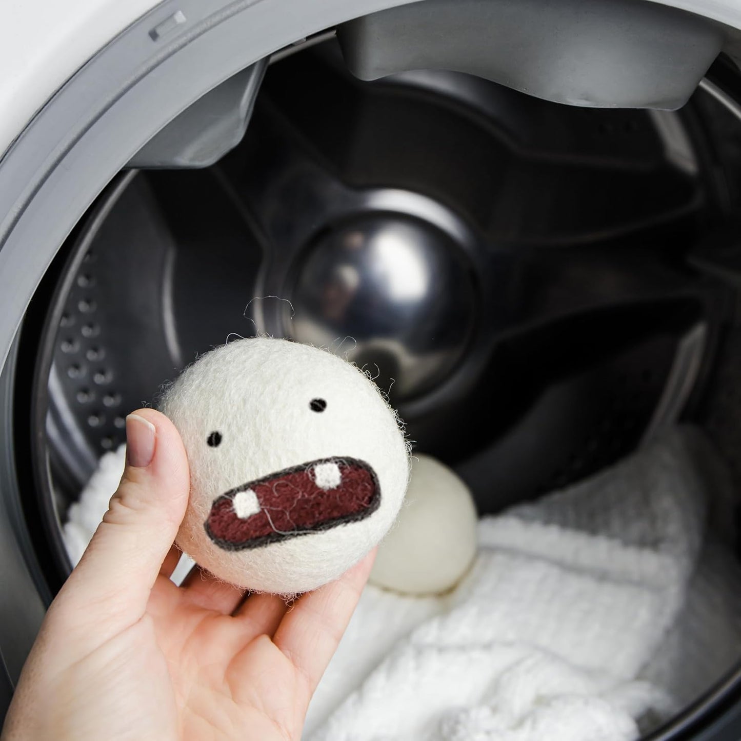 Woolbuddy Dryer Balls, 6-Pack Reusable Wool Laundry Accessories, Monster Design for Pet Hair