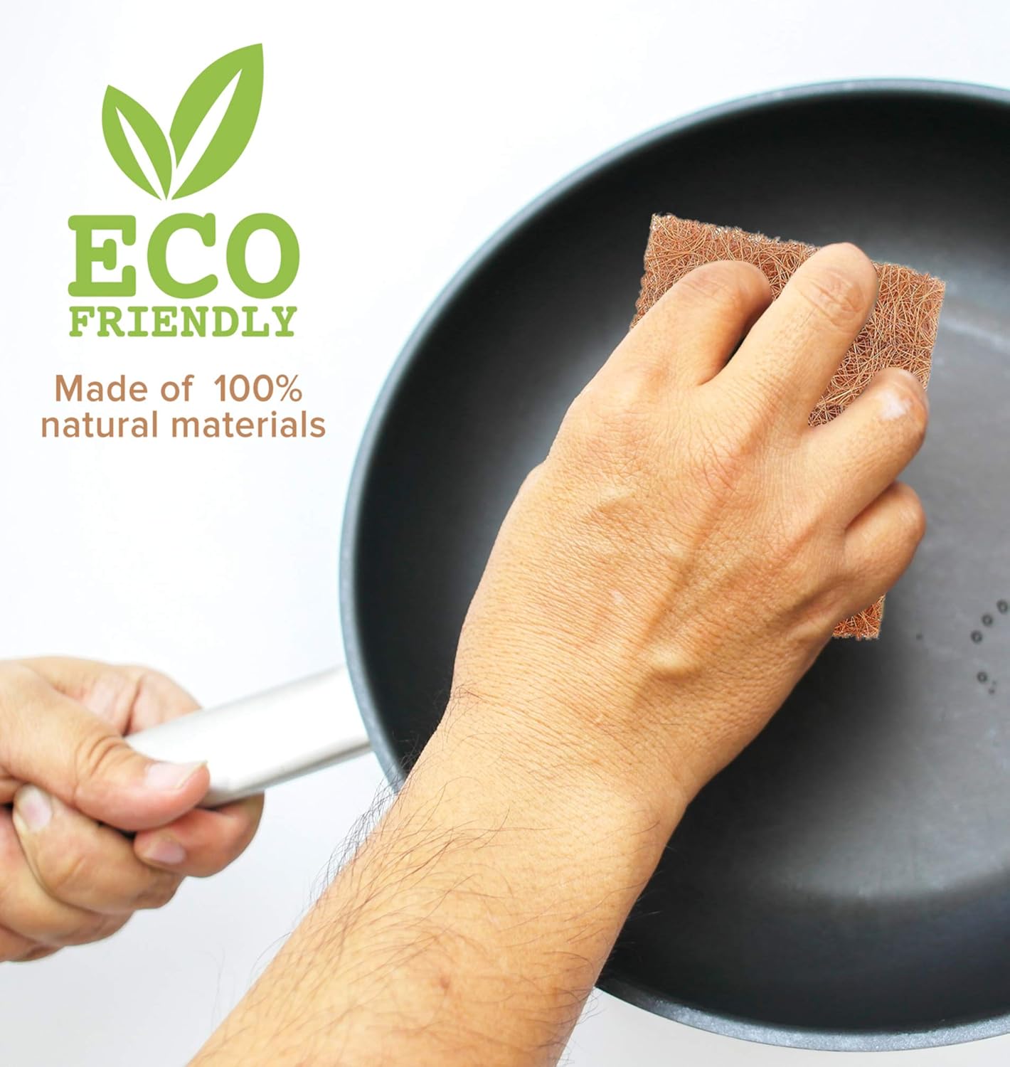 SCRUBIT Natural Scouring Pads (12 Pack) - Eco Friendly Scrubbing Pads for Kitchen Cleaning, Dishes