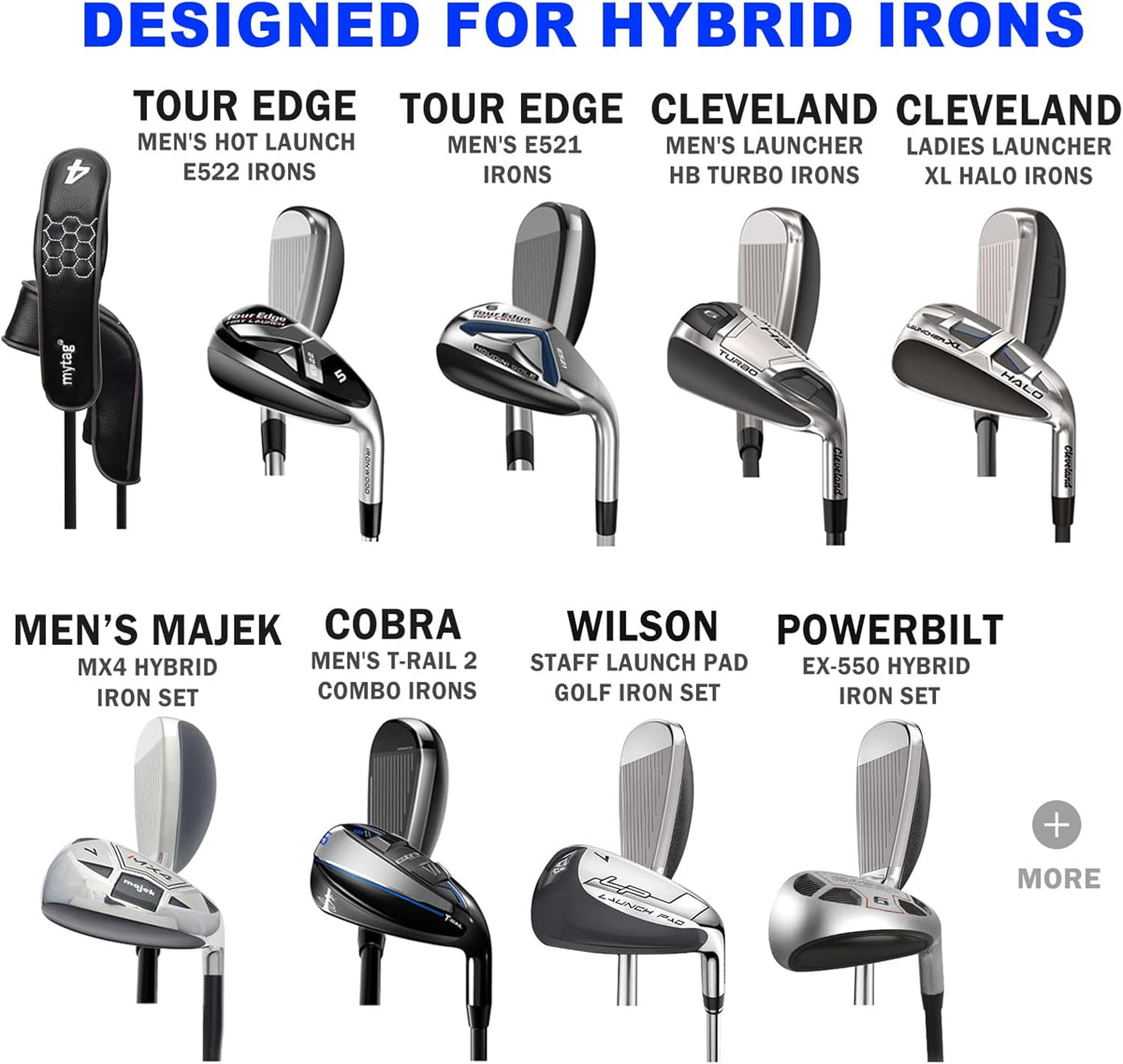 mytag 8PCS Golf Hybrid Iron Covers Set, Knit Hybrid Head Covers, Fits Cobra T Rail, Cleveland
