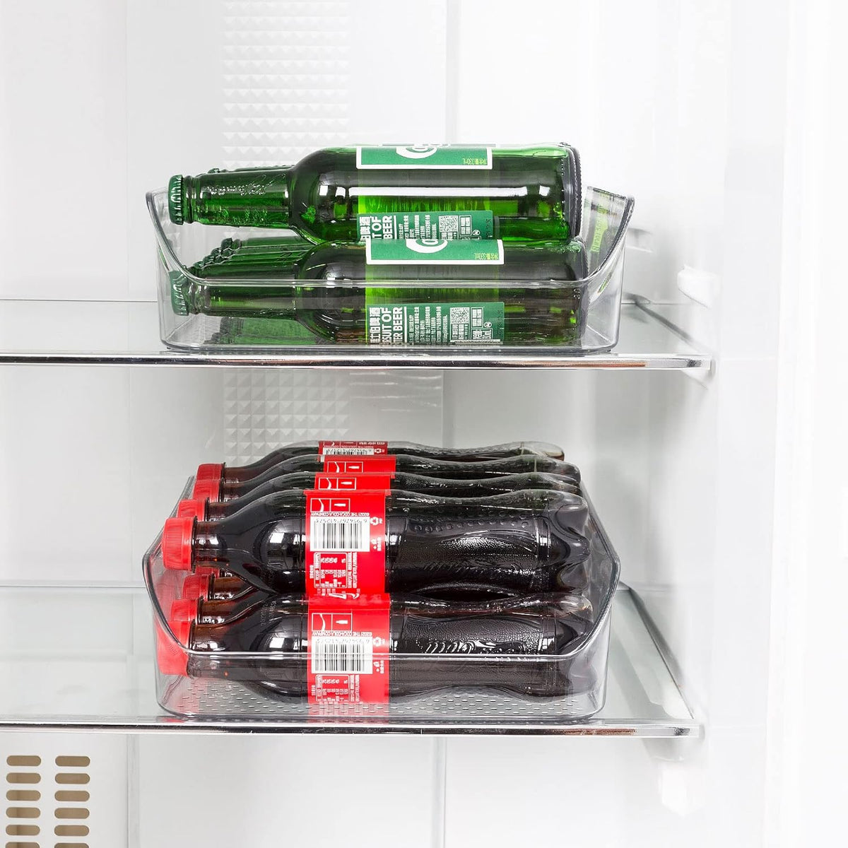 Ettori 2 Pack Water Bottle Organizer Refrigerator Organizer Bins and Clear Storage Bins for Fridge