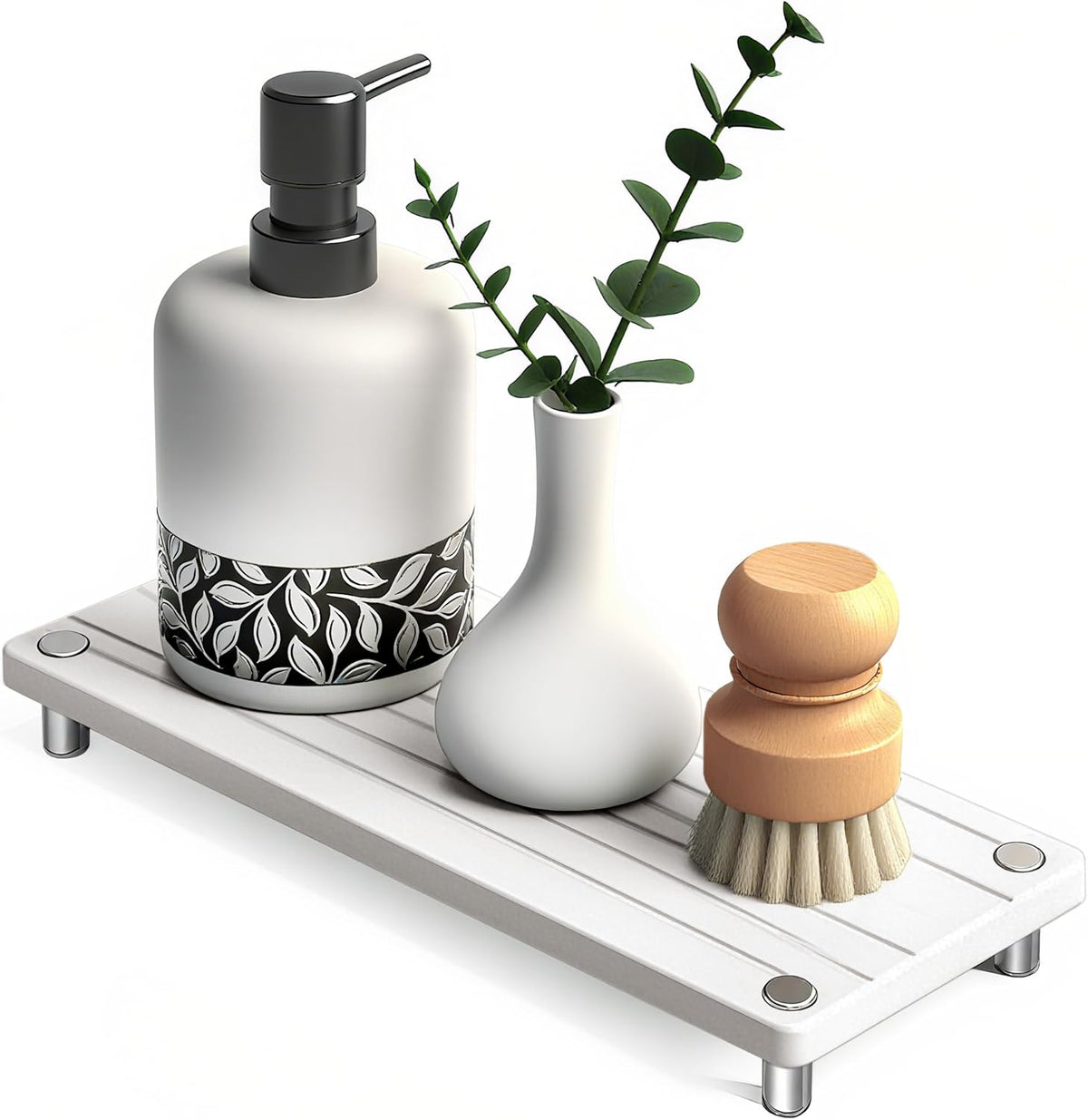 Quick Dry Sink Caddy Kitchen Sink Organizer, Water Absorbing Stone Tray for Sink, Stone Drying