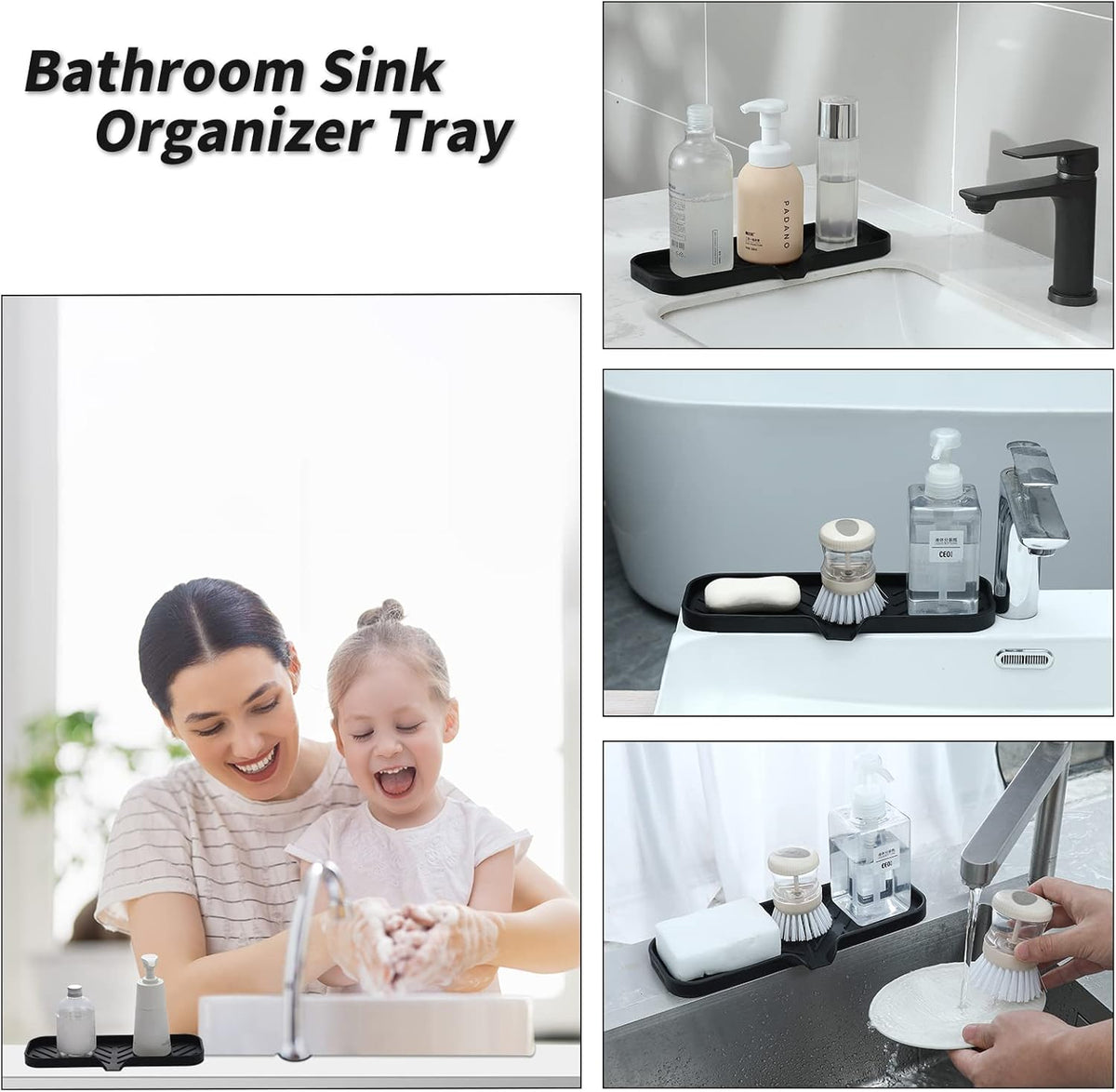 Silicone Bathroom Soap Dishes with Drain Spout-Bathroom and Kitchen Sink Organizer,Sponge