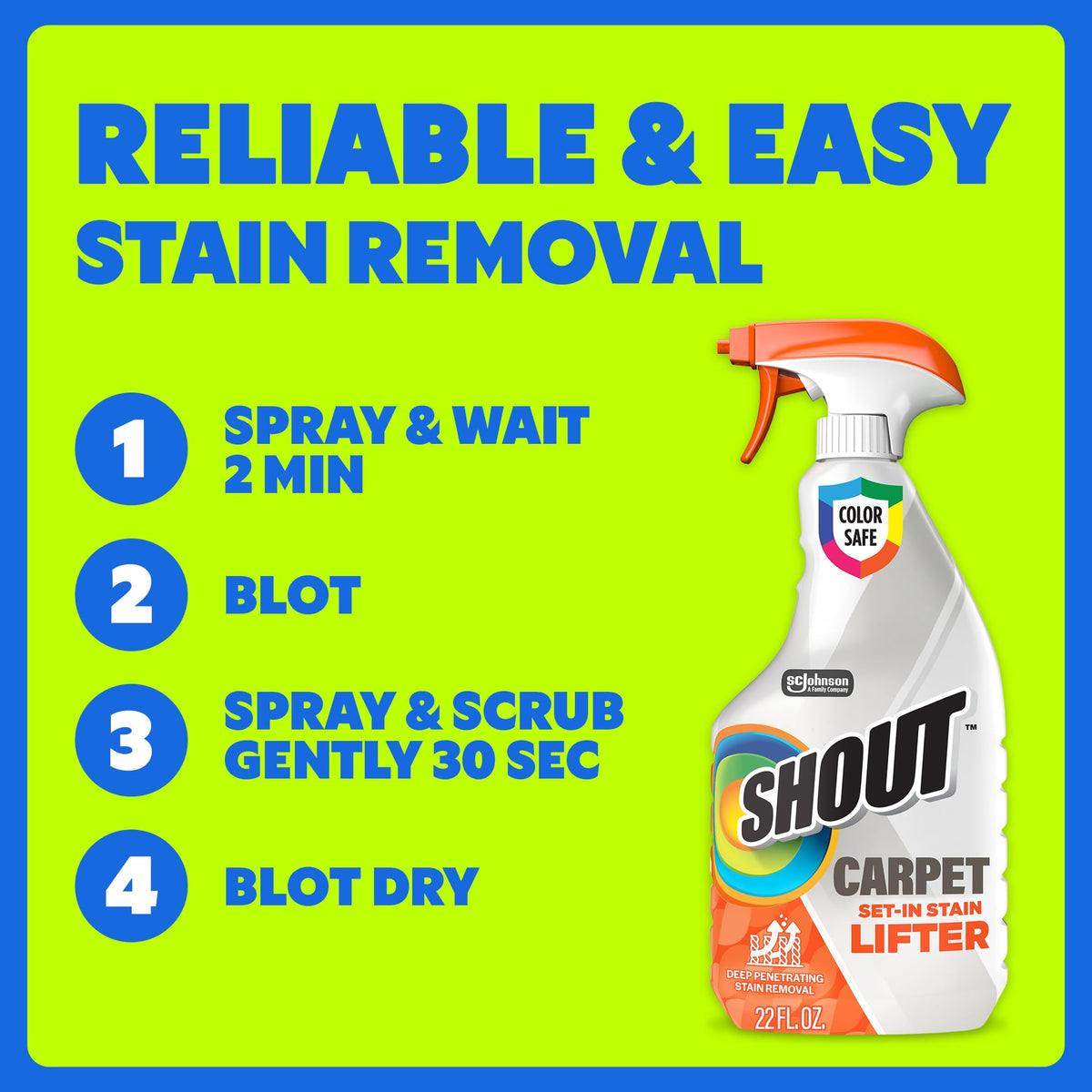 Shout Carpet Set-In Stain Lifter Spray, Rug & Carpet Cleaner, Color Safe and Fast Acting Spot &
