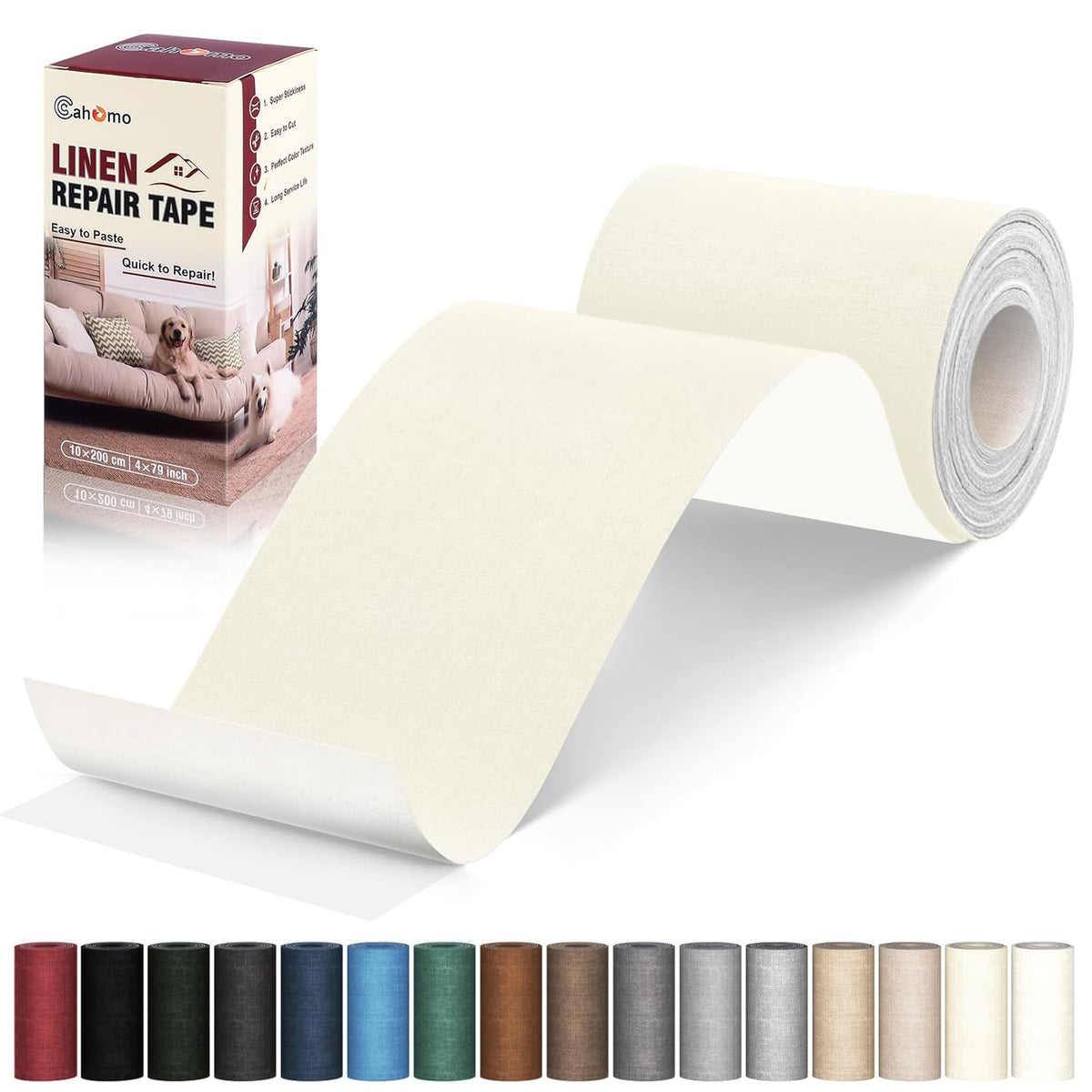Linen Repair Tape 4x79 inch, Self Adhesive Fabric Patches, Linen Patch Tape Kit, Fabric Repair Tape