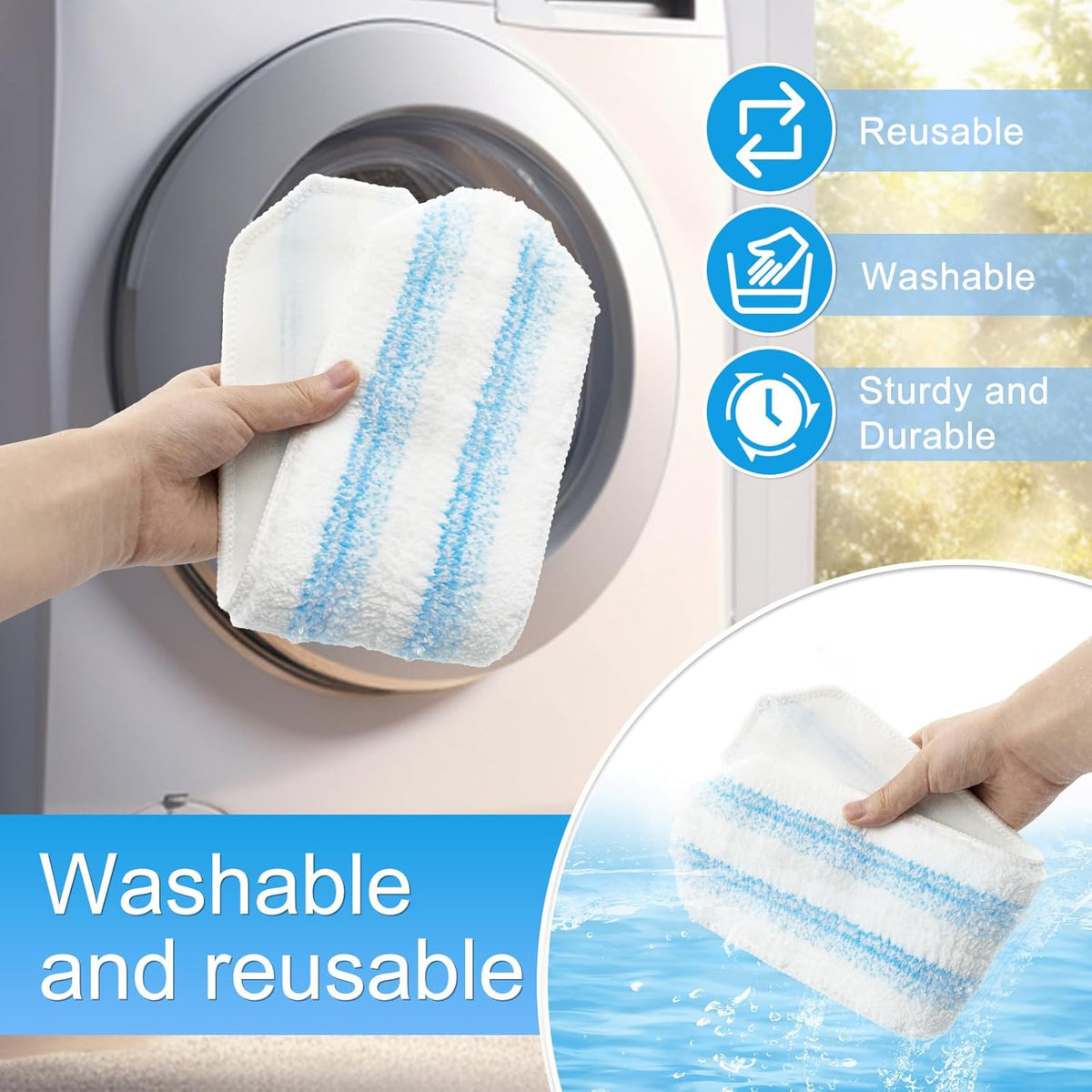 6 Pack Microfiber Replacement Mop Pads for O-Cedar H2prO Flat Mop System, Washable and Reusable Mop