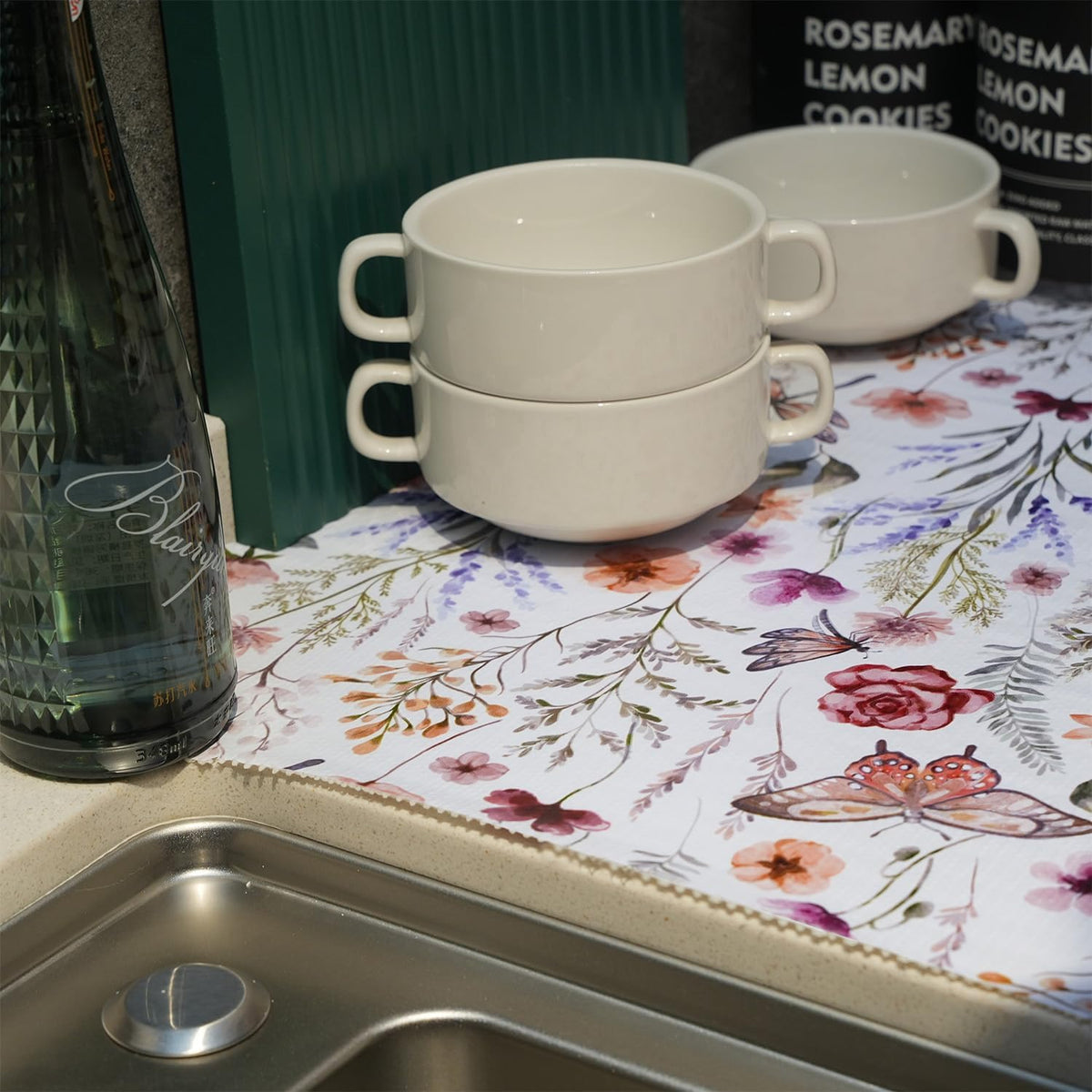 Floral Shelf and Drawer Liner for Kitchen Cabinets,12IN x 20FT Non-Adhesive and Strong Non-Slip