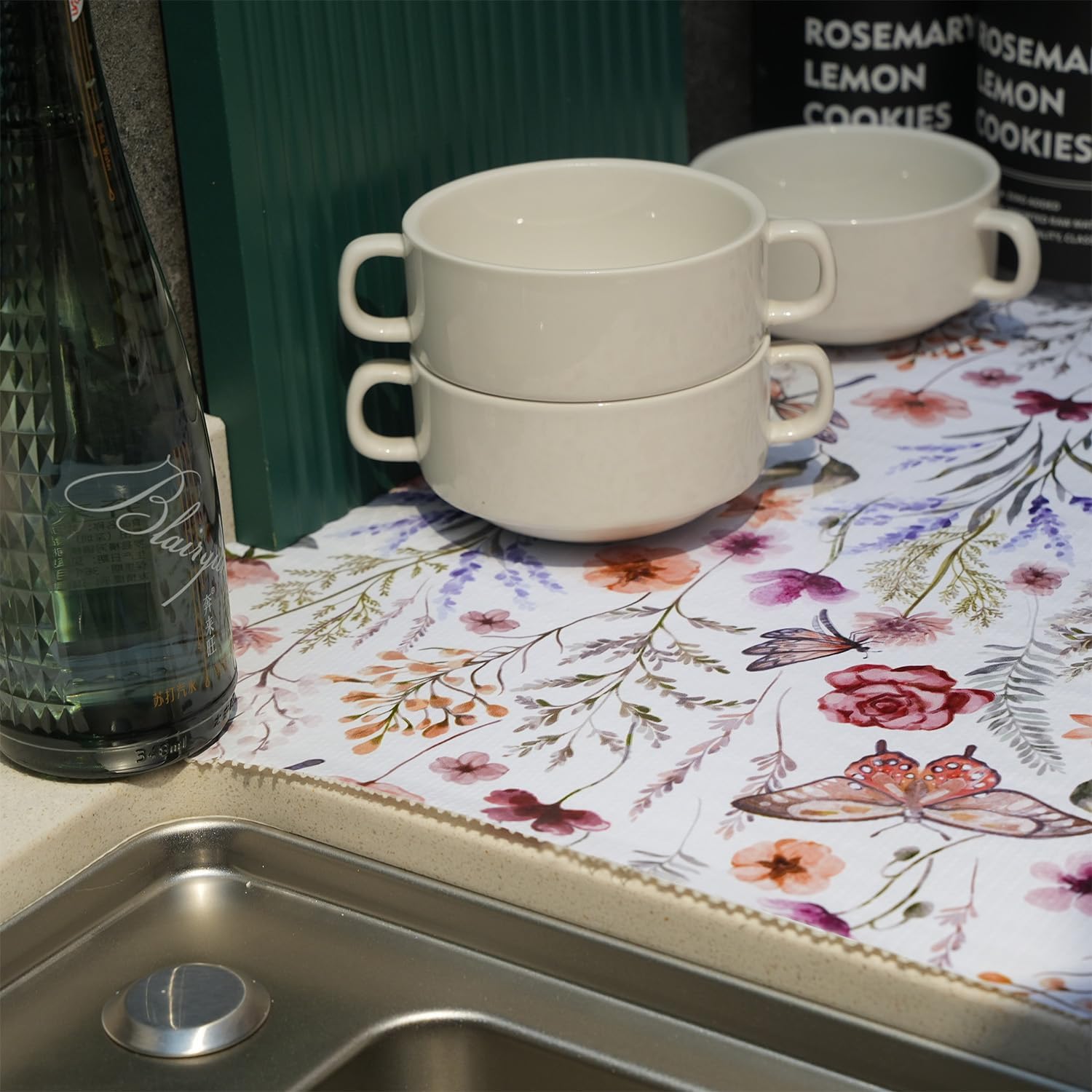 Floral Shelf and Drawer Liner for Kitchen Cabinets,12IN x 20FT Non-Adhesive and Strong Non-Slip