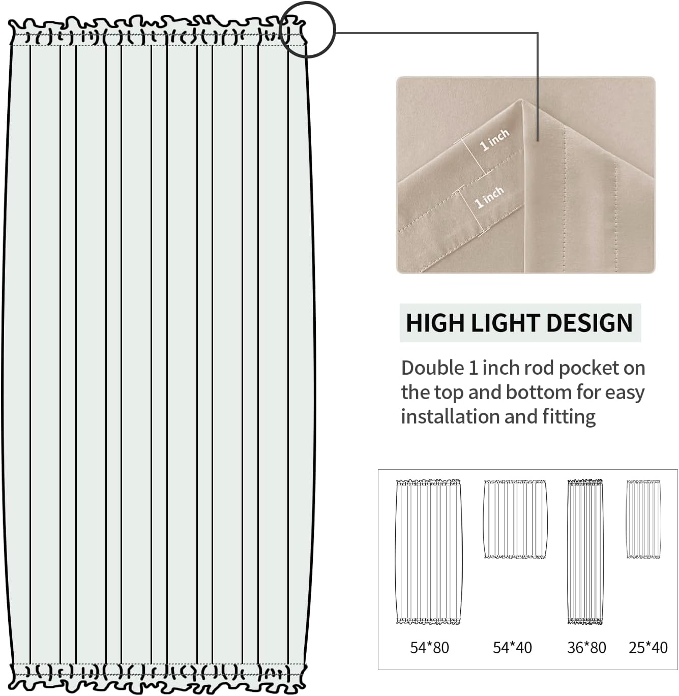DWCN French Door Curtains – Rod Pocket Thermal Blackout Curtain for Doors with Glass Window