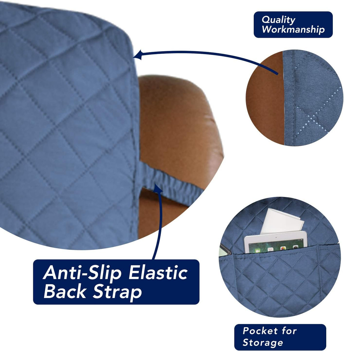 PureFit Reversible Quilted Sofa Cover, Water Resistant Slipcover Furniture Protector, Washable