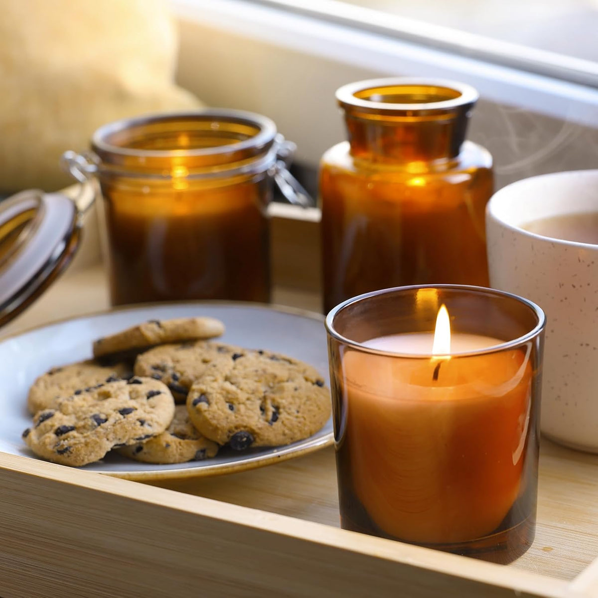 14 OZ Thick Candle Jars for Making Candles 12 Pcs, 3 Wick Empty Jars with Wood Lids for Candle