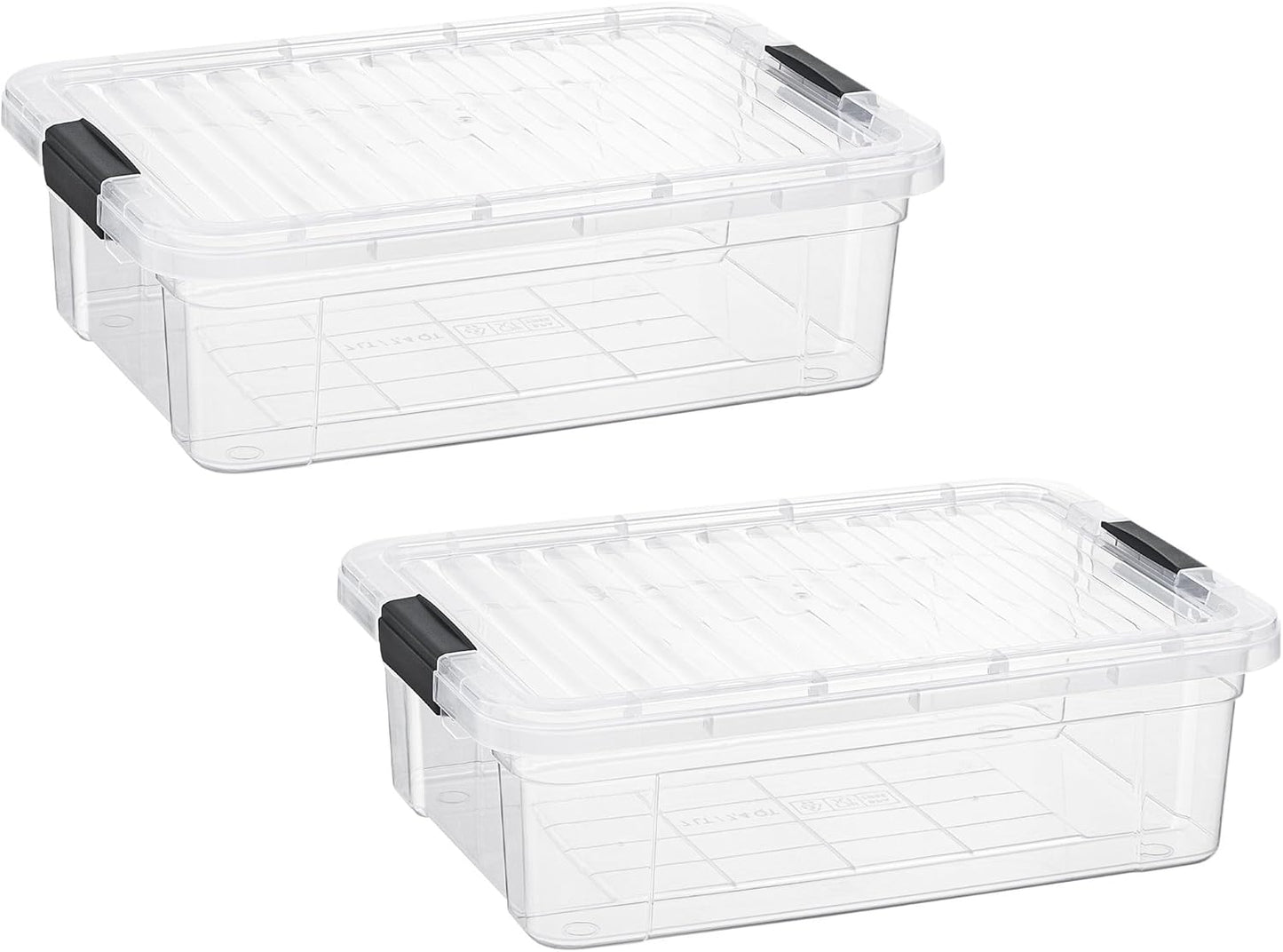 Superio Storage Bins with Lids- 2 Pack, 7.4 Qt Clear Boxes for Organizing, Stackable Plastic