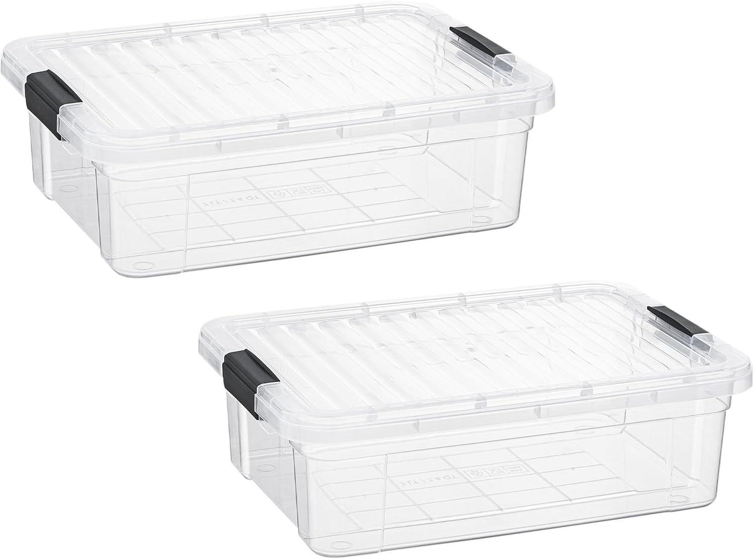 Superio Storage Bins with Lids- 2 Pack, 7.4 Qt Clear Boxes for Organizing, Stackable Plastic
