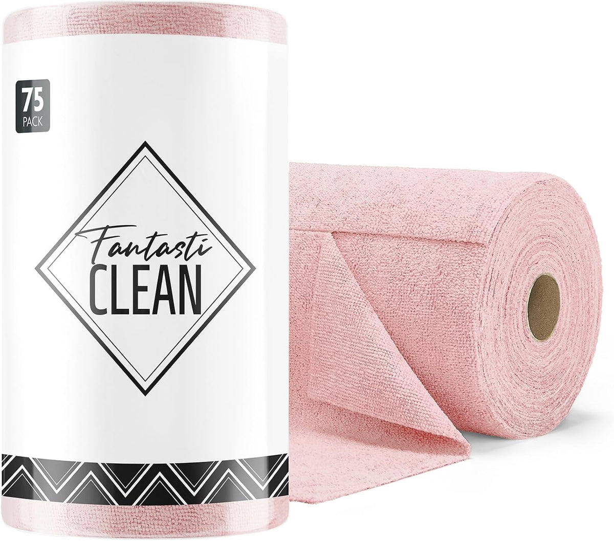 Fantasticlean Microfiber Cleaning Cloth Roll -75 Pack, Tear Away Microfiber Towels, 12" x 12"