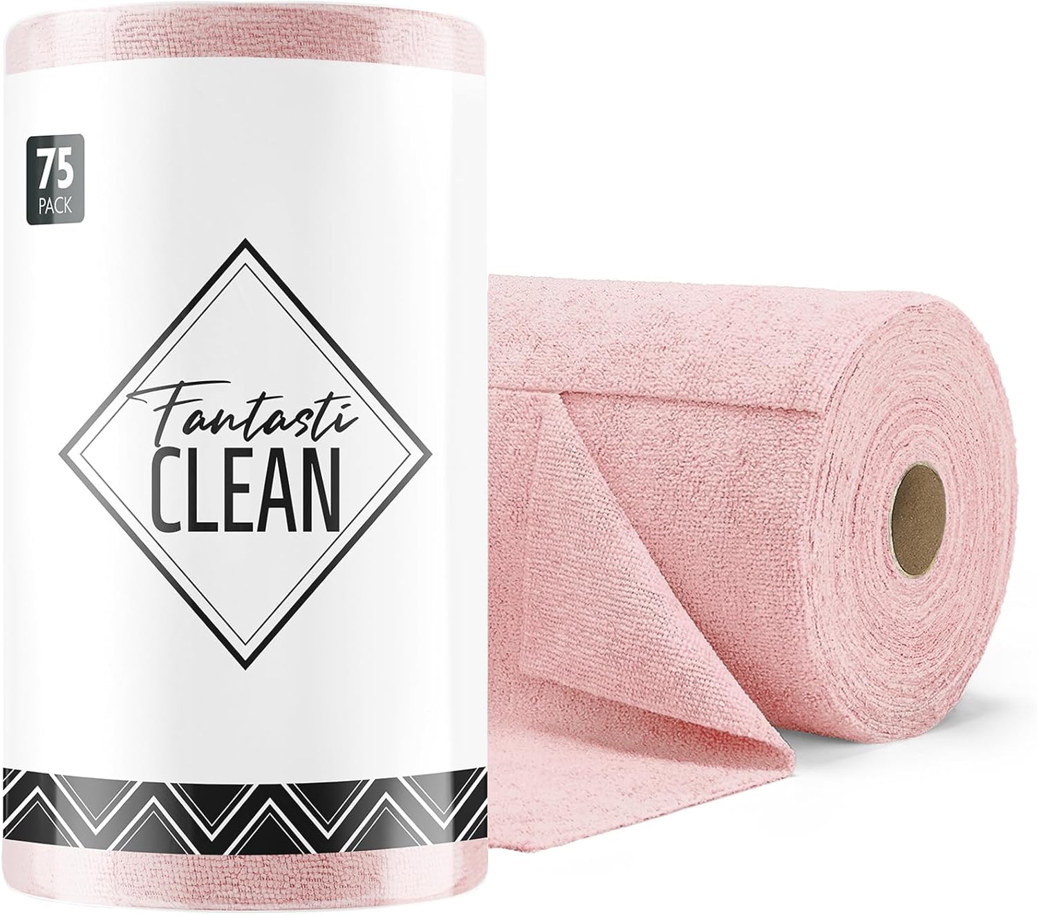 Fantasticlean Microfiber Cleaning Cloth Roll -75 Pack, Tear Away Microfiber Towels, 12" x 12"