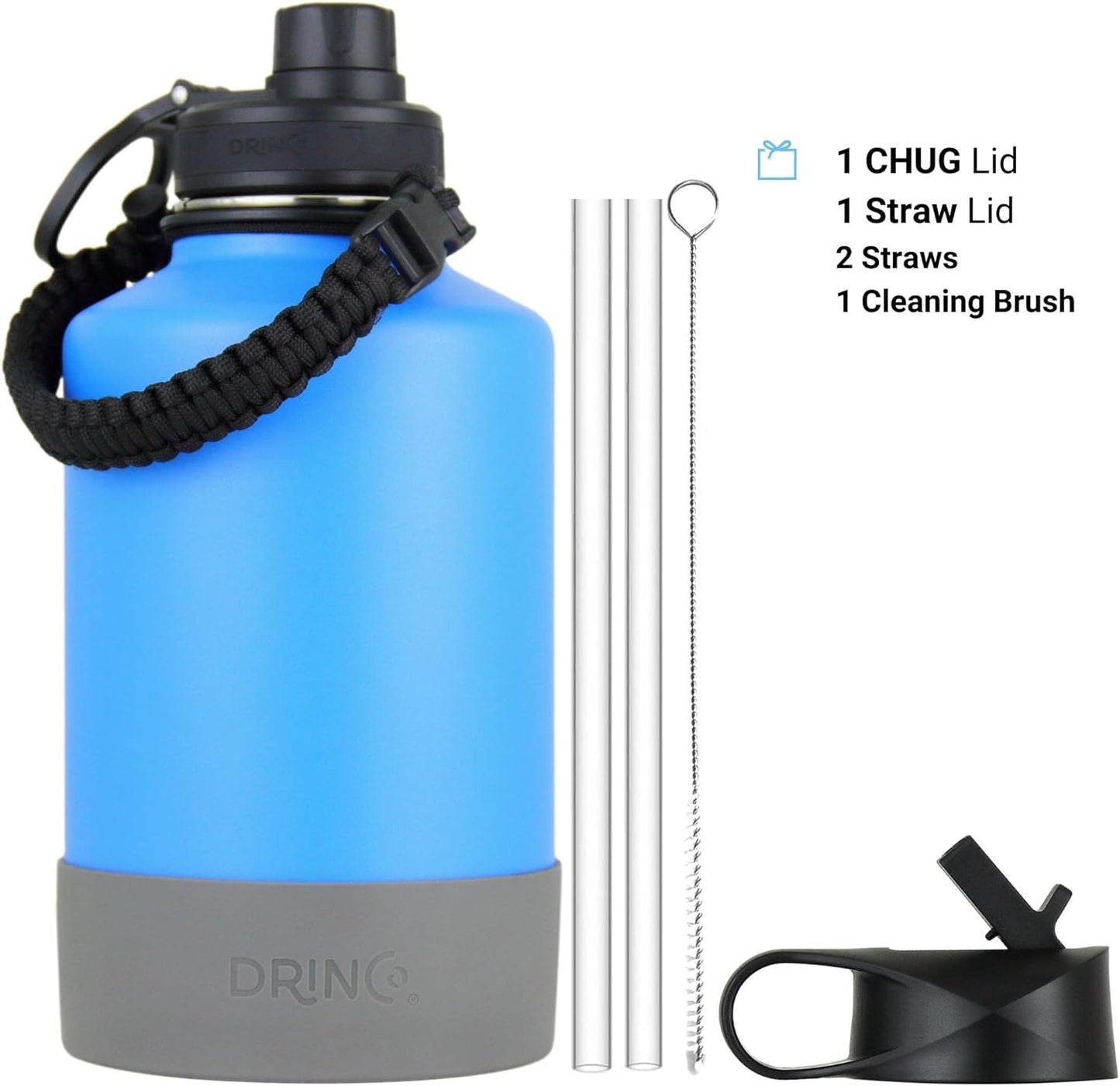 Drinco Stainless Steel Water Bottle Spout Lid Vacuum Insulated Double Wall Water Bottle Wide Mouth