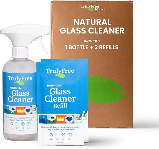 Truly Free Natural Glass Cleaner - Removes Dirt & Debris for Sparkling Clean Windows & Glass
