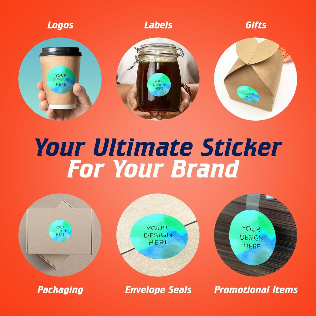 100 Custom Vinyl Stickers - Upload Your own Image, Text, Design, Logo - Personalized Logo Labels