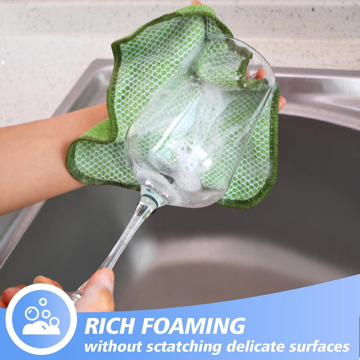 KinHwa Kitchen Washcloths for Dishes Absorbent Microfiber Dish Cloths Quick Dry Dish Rags with Poly