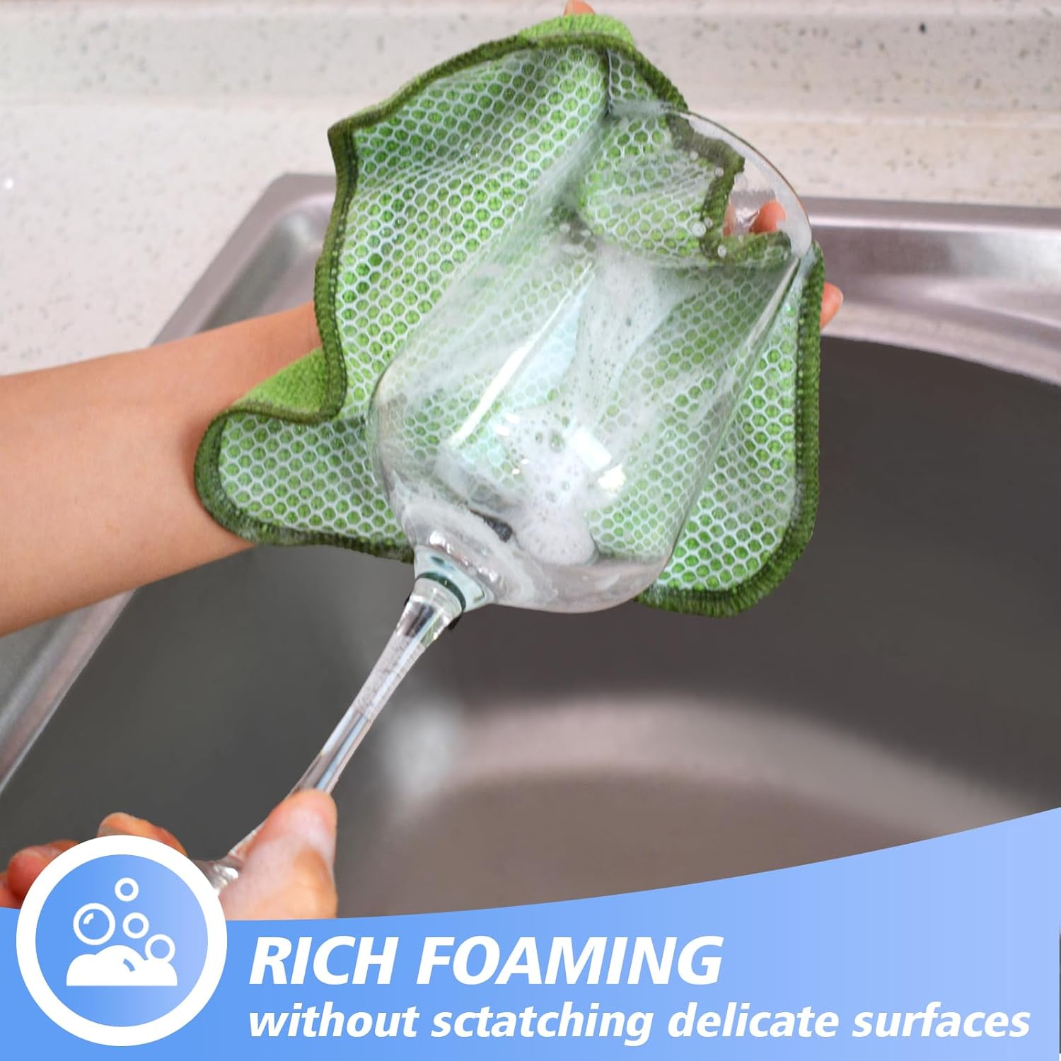 KinHwa Kitchen Washcloths for Dishes Absorbent Microfiber Dish Cloths Quick Dry Dish Rags with Poly