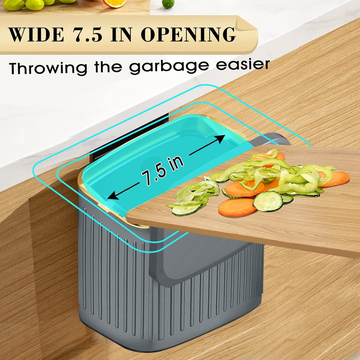 GloDeals Compost Bin, Detachable and Countertop Bin, 4 Liter / 1.06 Gallon, Stainless Steel Small