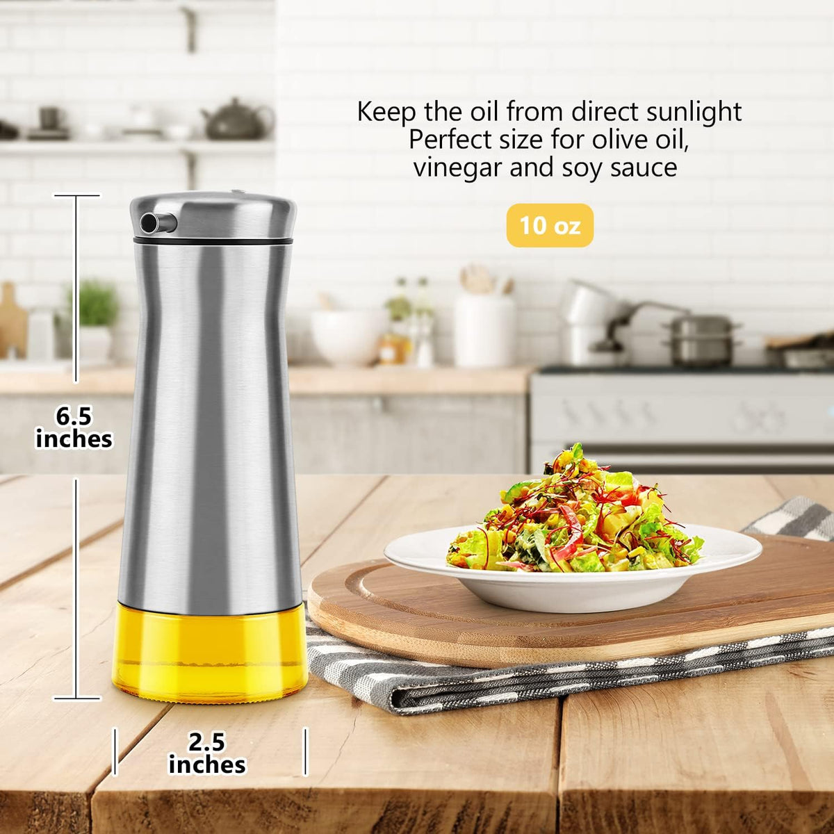 Aelga Olive Oil And Vinegar Dispenser Set -2 Pack Elegant Stainless Steel Oil Dispenser Set
