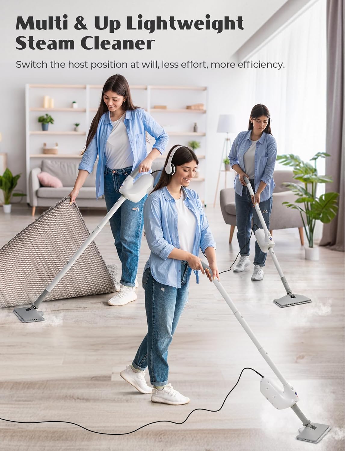 10-in-1 Steam Mop with Detachable Handheld Steamer, Multi & Up Steam Cleaner for Home with 350ml