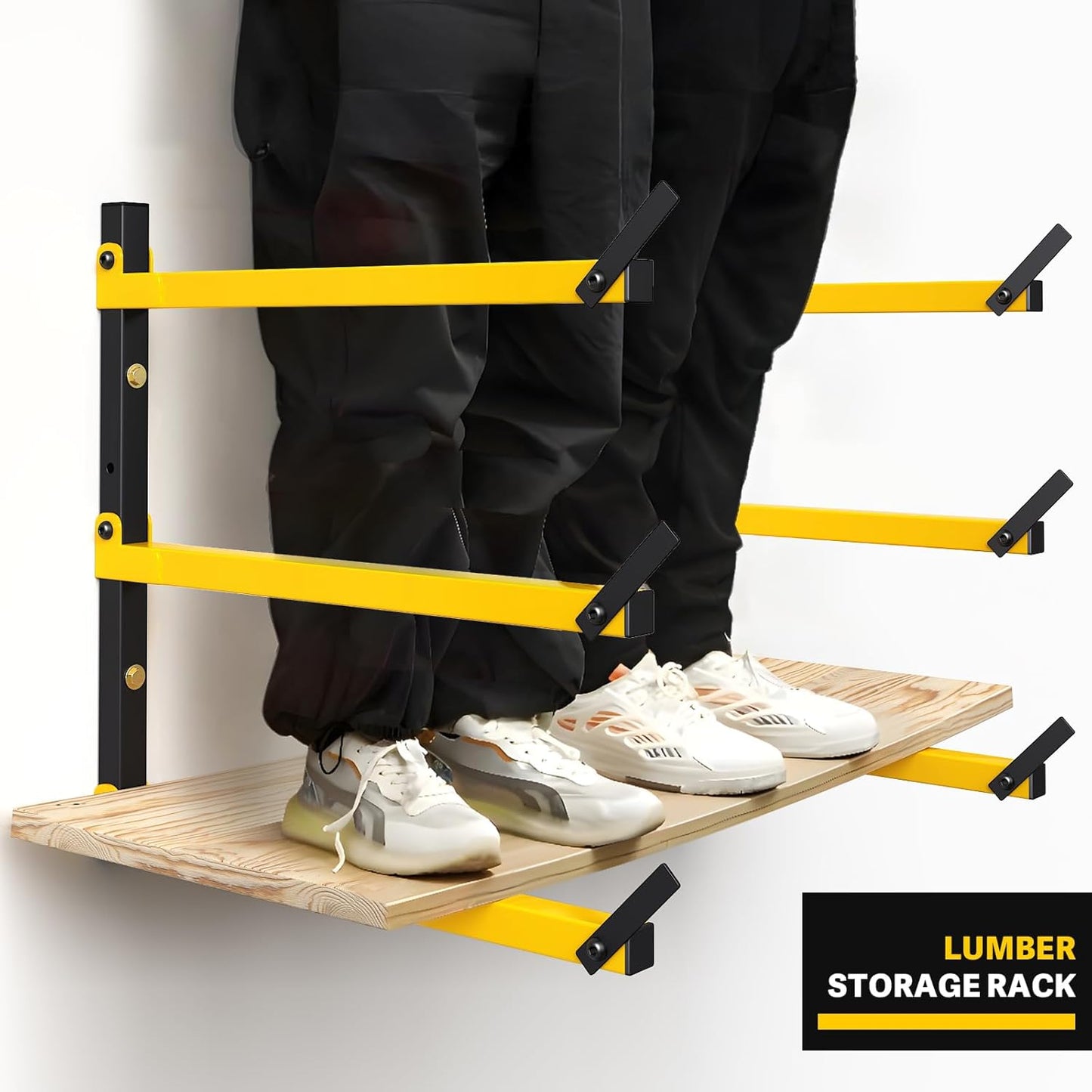 GREENER Lumber Storage Rack Folding Wood Storage Racks Wall-Mounted Metal Racks for Storage with