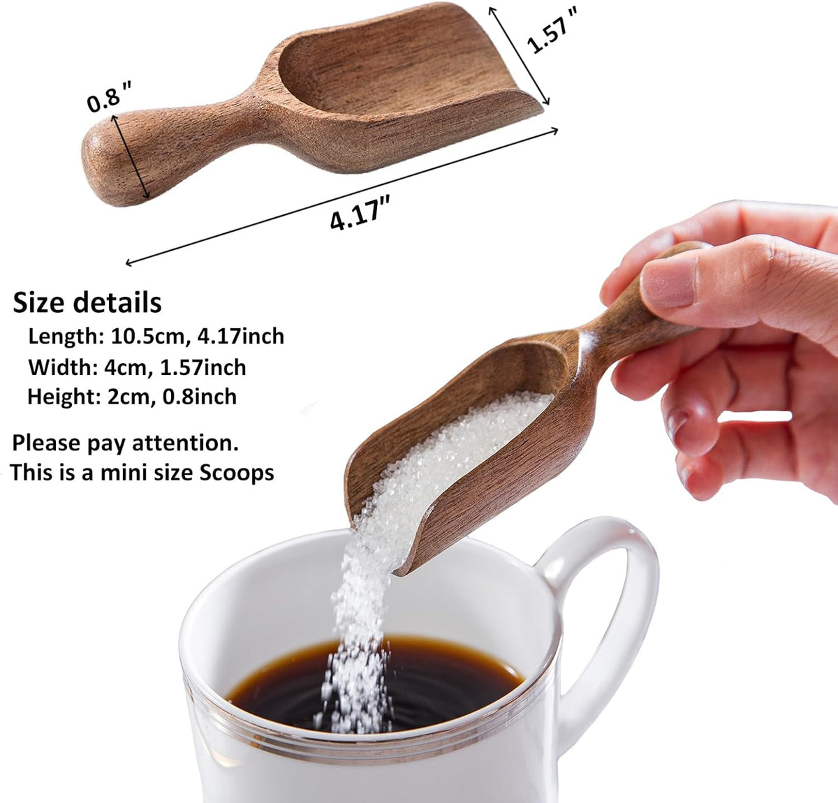 Wooden Scoops for Canisters 6PCS Acacia Wooden Scoop for Jars Mini Measuring Spoons for Ground