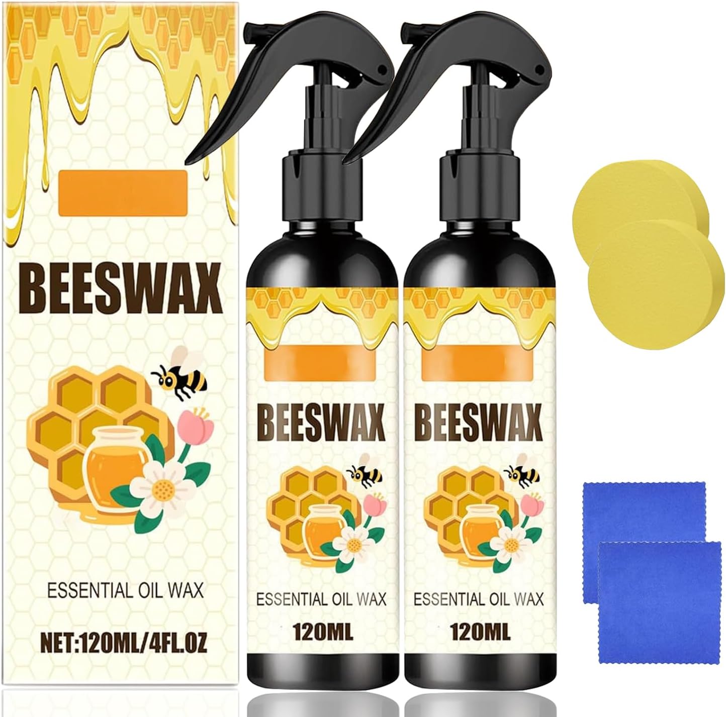 2PCS Beeswax Spray,Natural Furniture Polish,Beeswax Spray Cleaner, Wood Polishing for