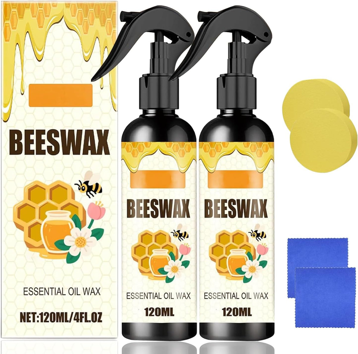 2PCS Beeswax Spray,Natural Furniture Polish,Beeswax Spray Cleaner, Wood Polishing for