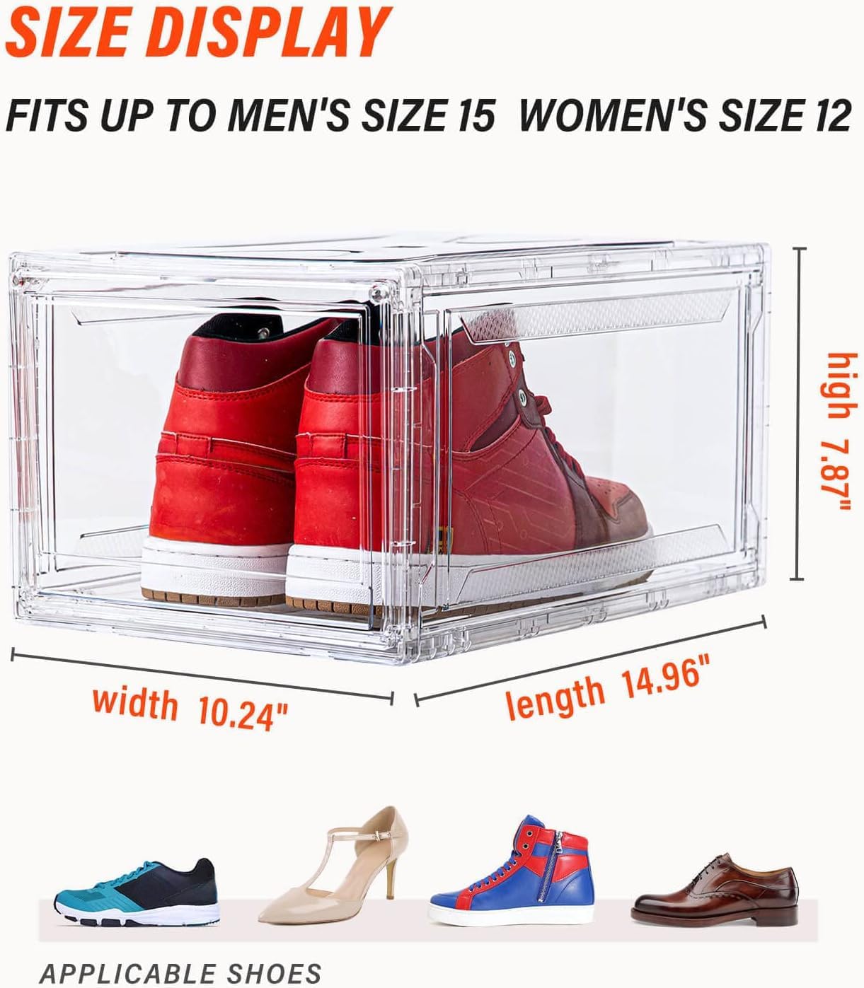 KDOR Shoe Boxes Clear Plastic Stackable 3 Pack Shoe Storage for Sneakerheads, Shoe Display Case