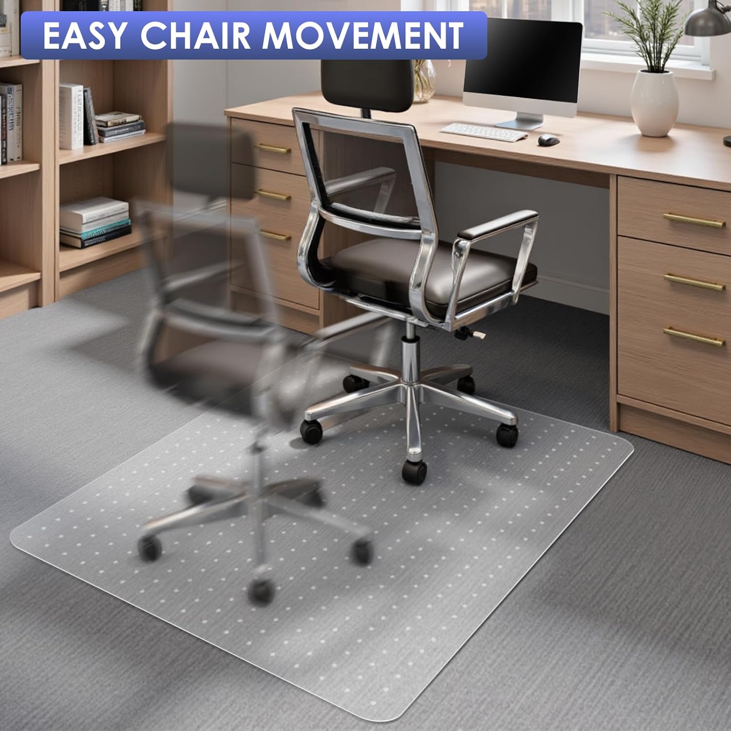 Kuyal Office Chair Mat for Carpet, 32x49 Clear Heavy Duty Computer Chair Mat, Under Desk Protector