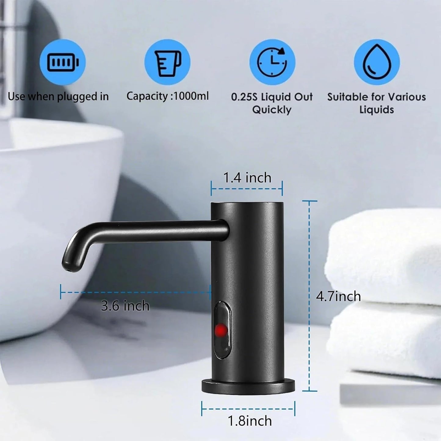 Automatic Soap Dispenser Touchless for Kitchen and Bathroom, Sink Built in Commercial Electric Soap