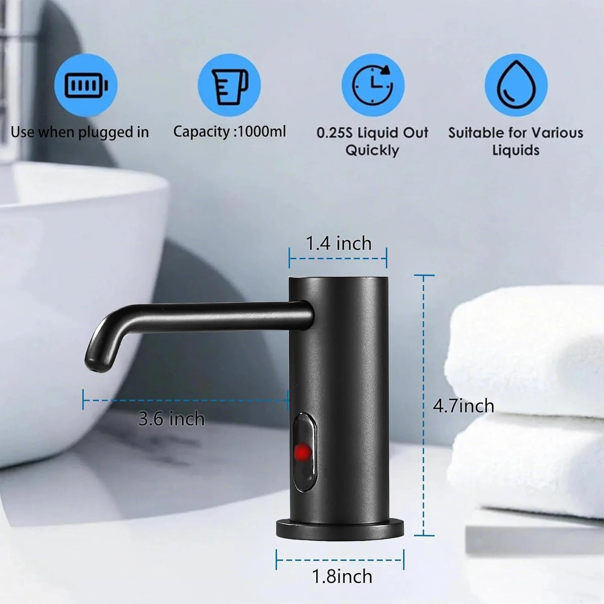 Automatic Soap Dispenser Touchless for Kitchen and Bathroom, Sink Built in Commercial Electric Soap