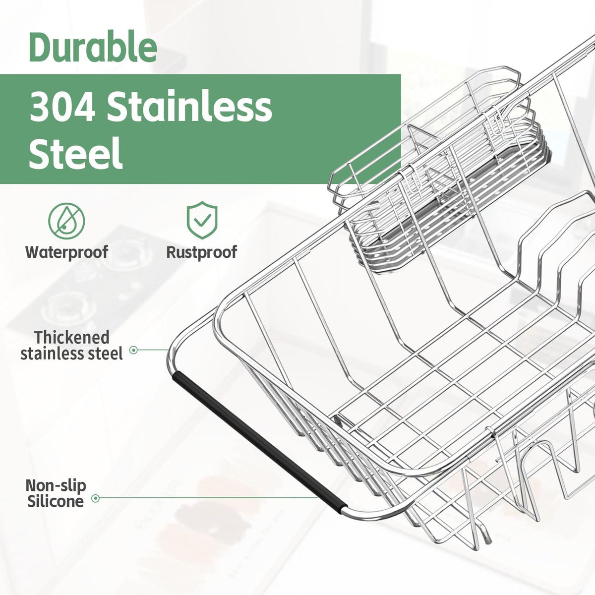 Small Dish Drying Rack in Sink, Extendable Stainless Steel Dish Drainers for Kitchen Counter