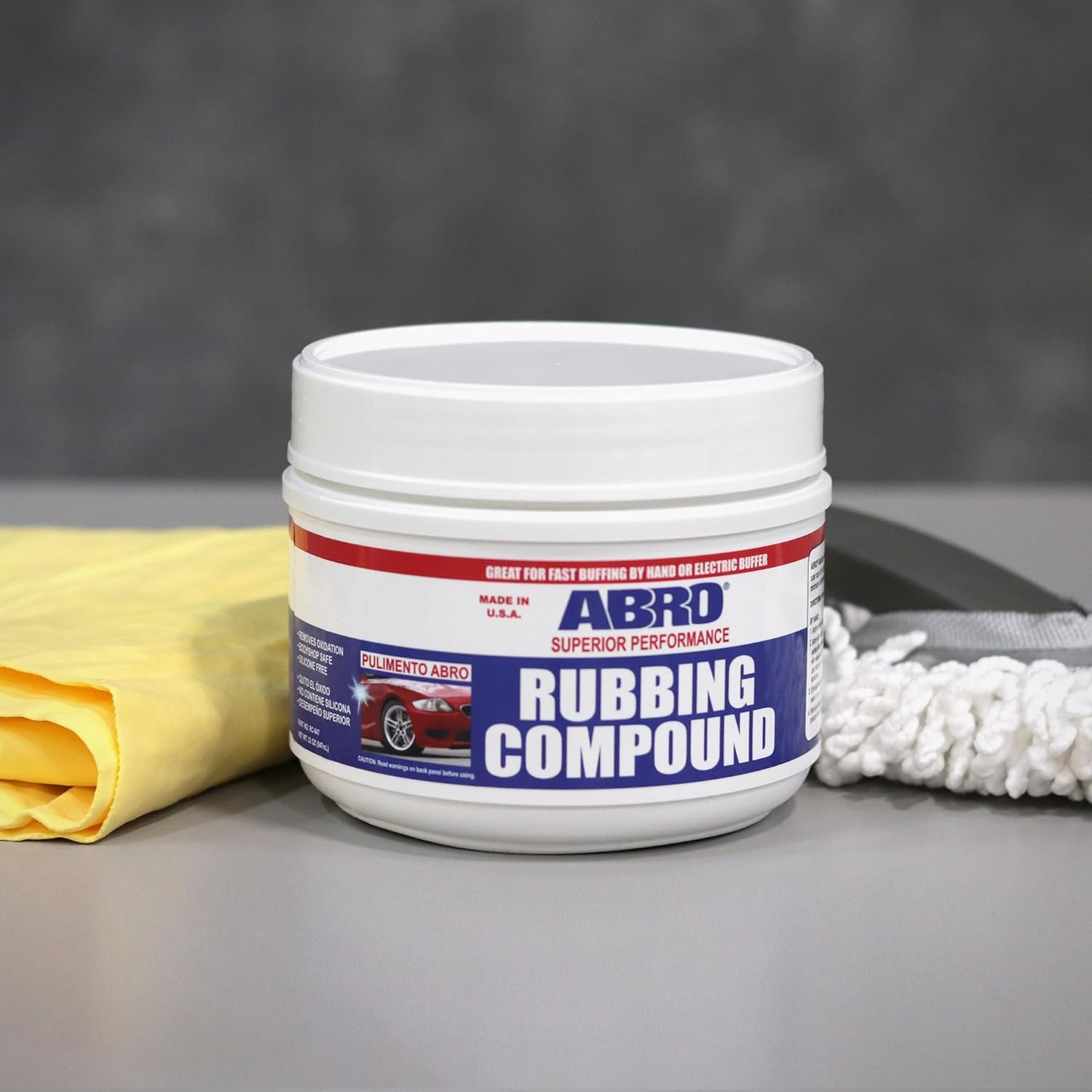 ABRO Superior Performance Automotive Rubbing Compound for Oxidized Finishes, Buff, Shine, Smooth, &