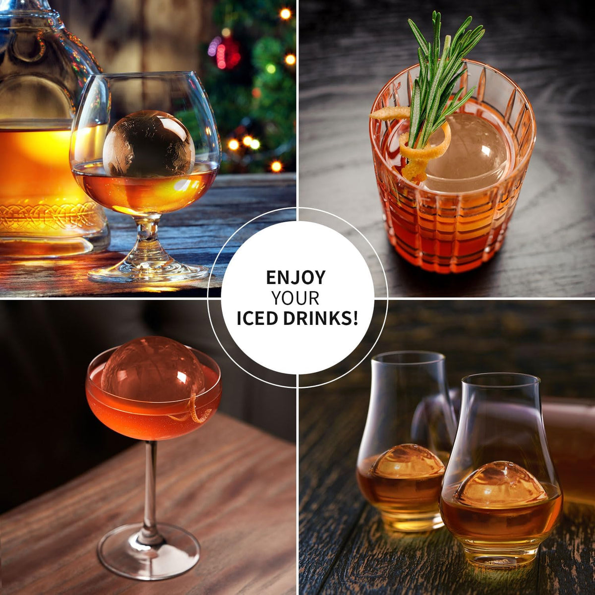 Clear Ice Ball Maker for Whiskey: FDDBI Circle Ice Cube Tray Make 2Inch Ice Sphere - Clear Ice Cube