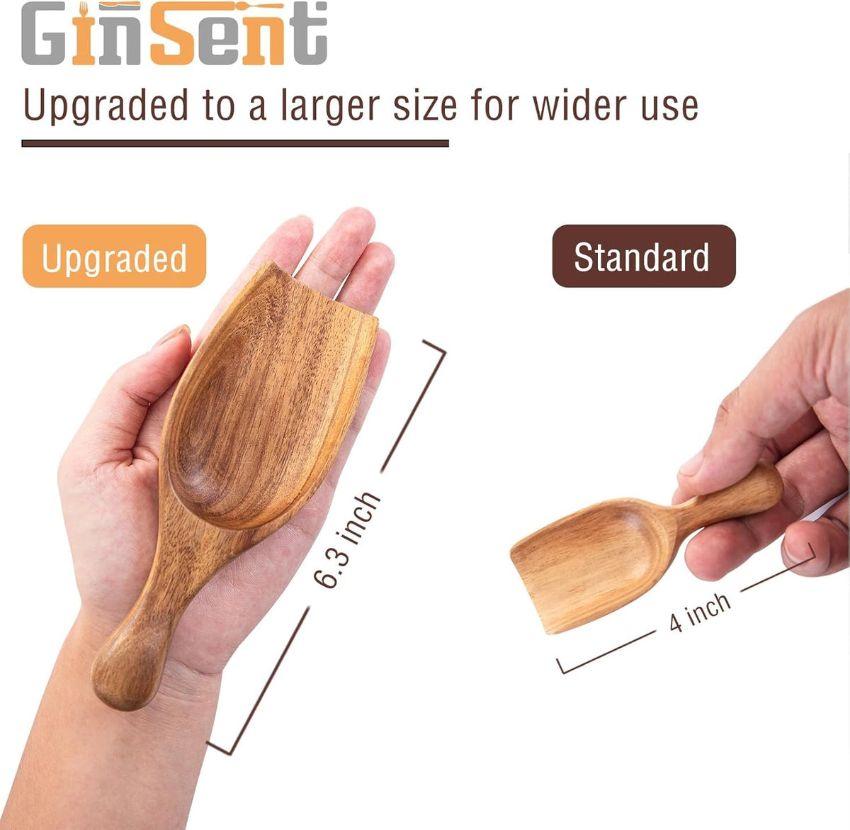 Wooden Coffee Scoop, 6.3 Inch Large Ground Coffee Scoop, Acacia Wood Wooden Scoop Coffee Spoons for